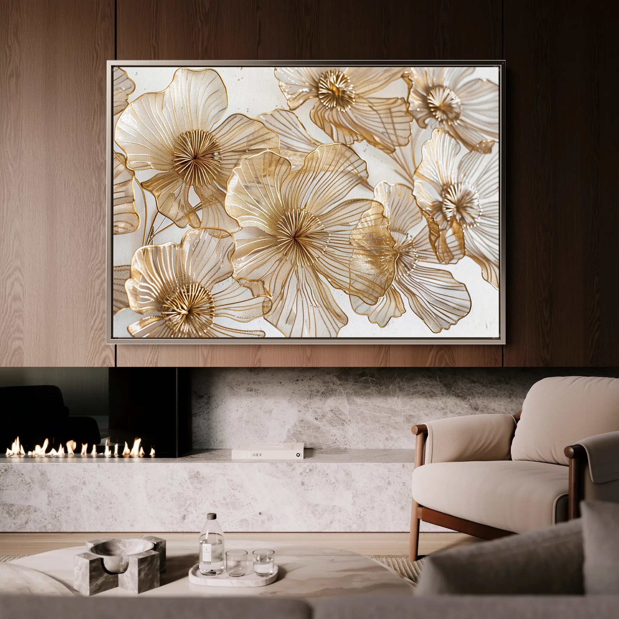 Floral 608 Canvas Art 60 x 40 cm / Black
