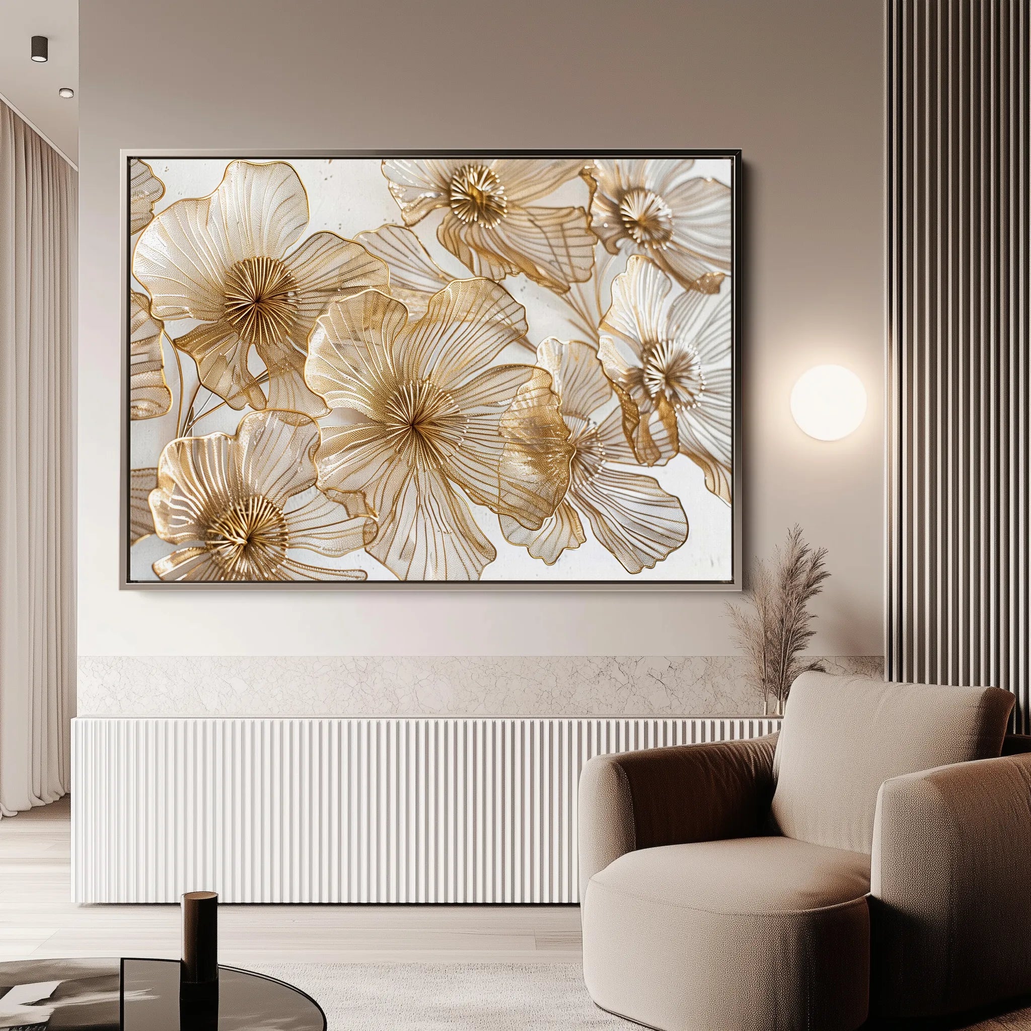 Floral 608 Canvas Art 60 x 40 cm / Black
