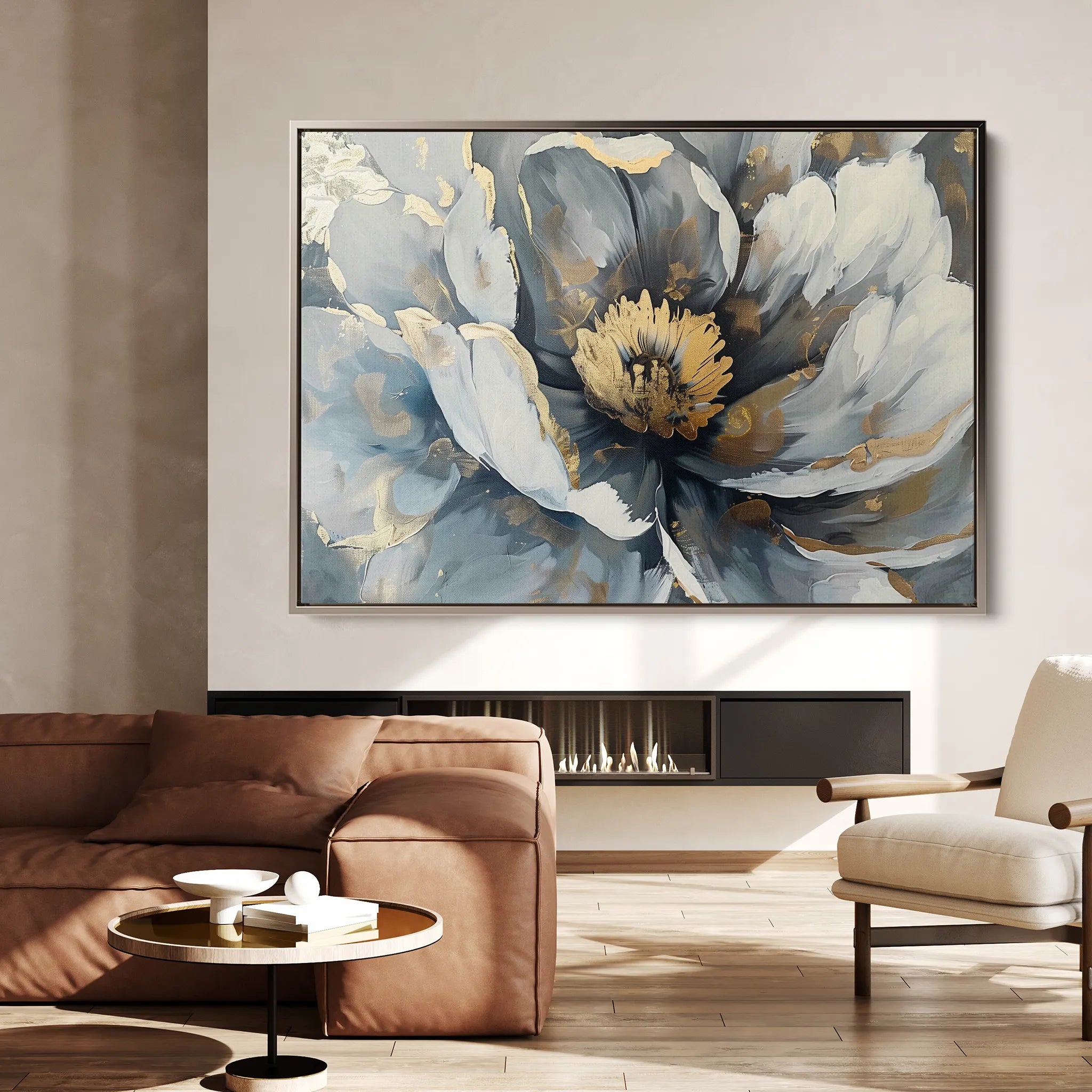 Floral 610 Canvas Art 60 x 40 cm / Black