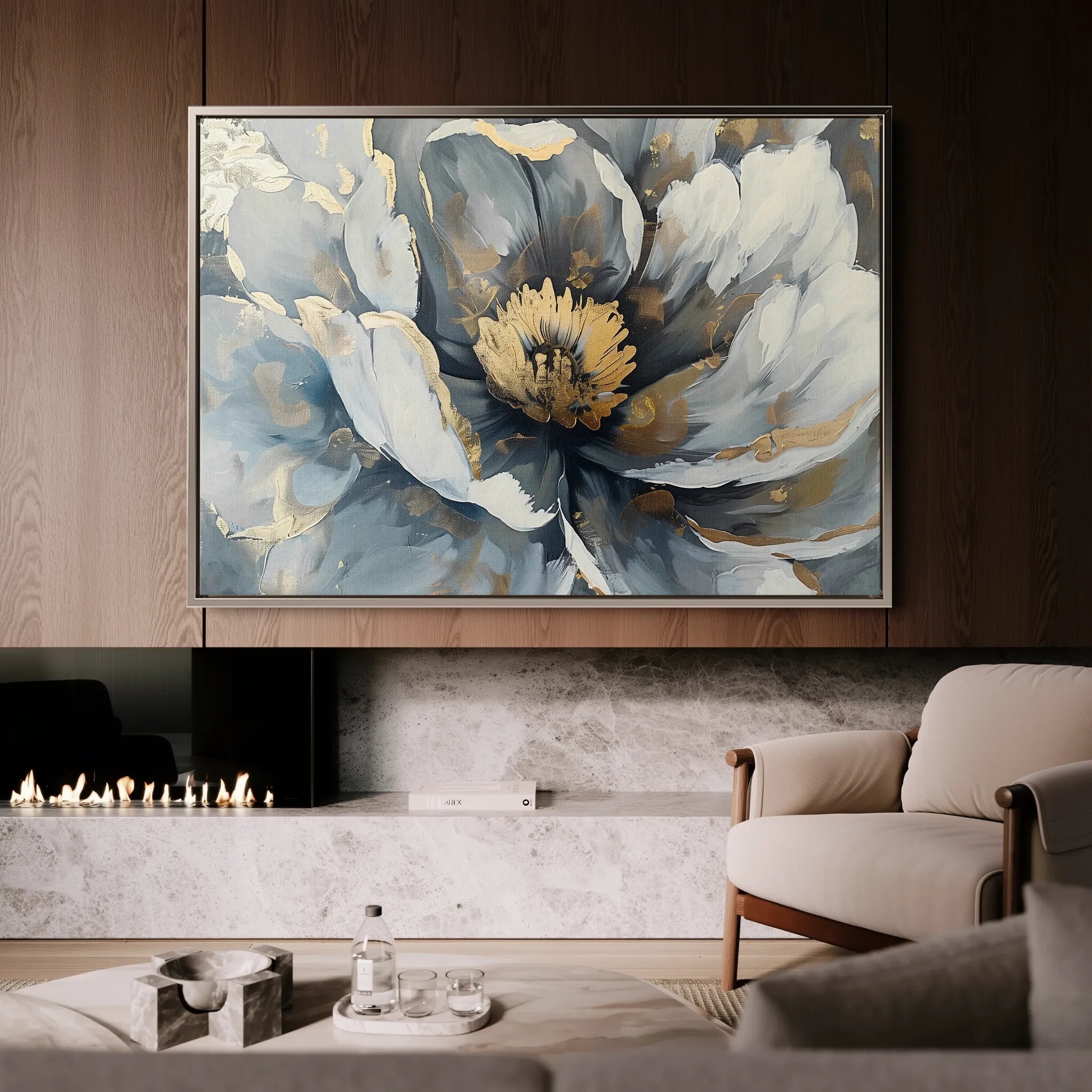 Floral 610 Canvas Art 60 x 40 cm / Black