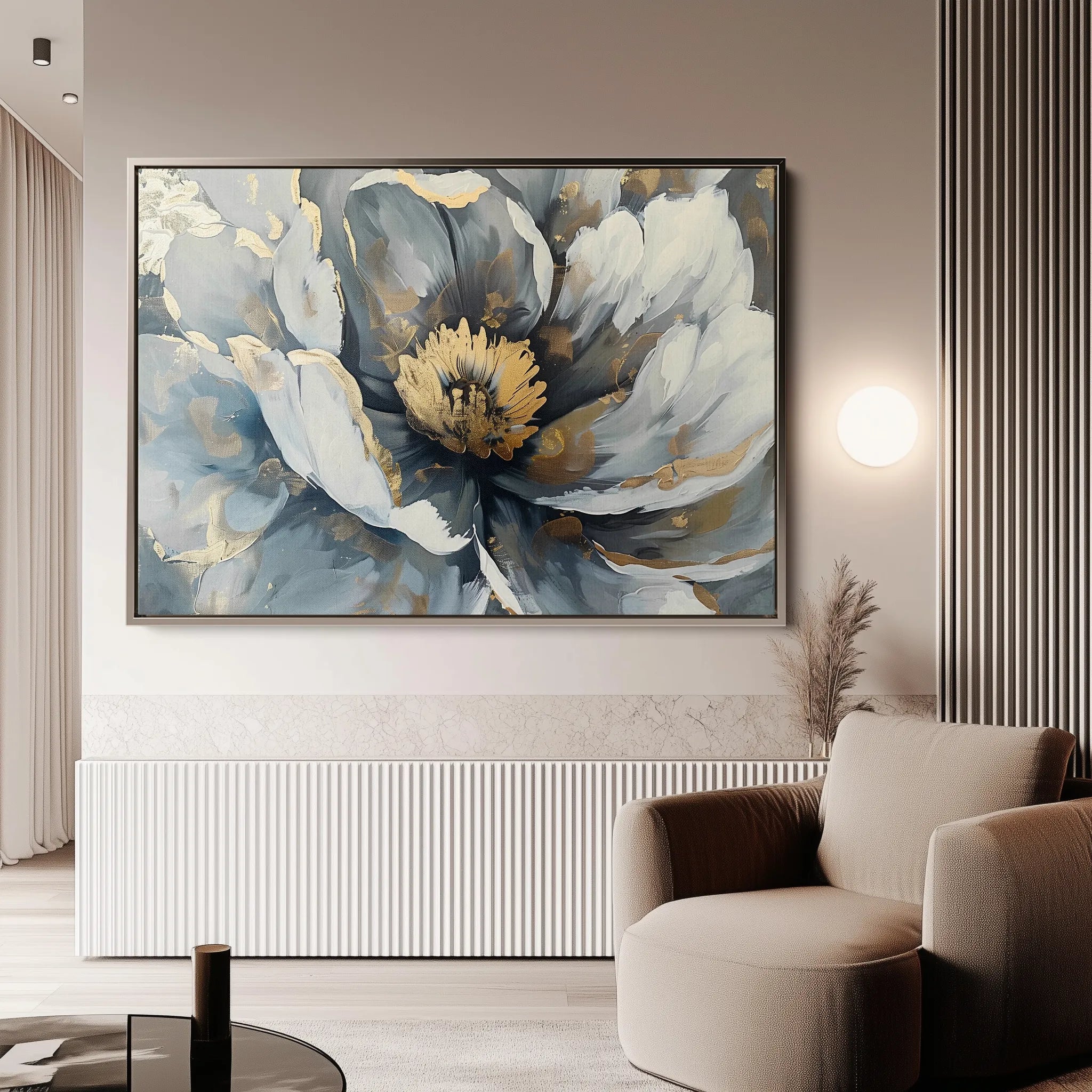 Floral 610 Canvas Art 60 x 40 cm / Black