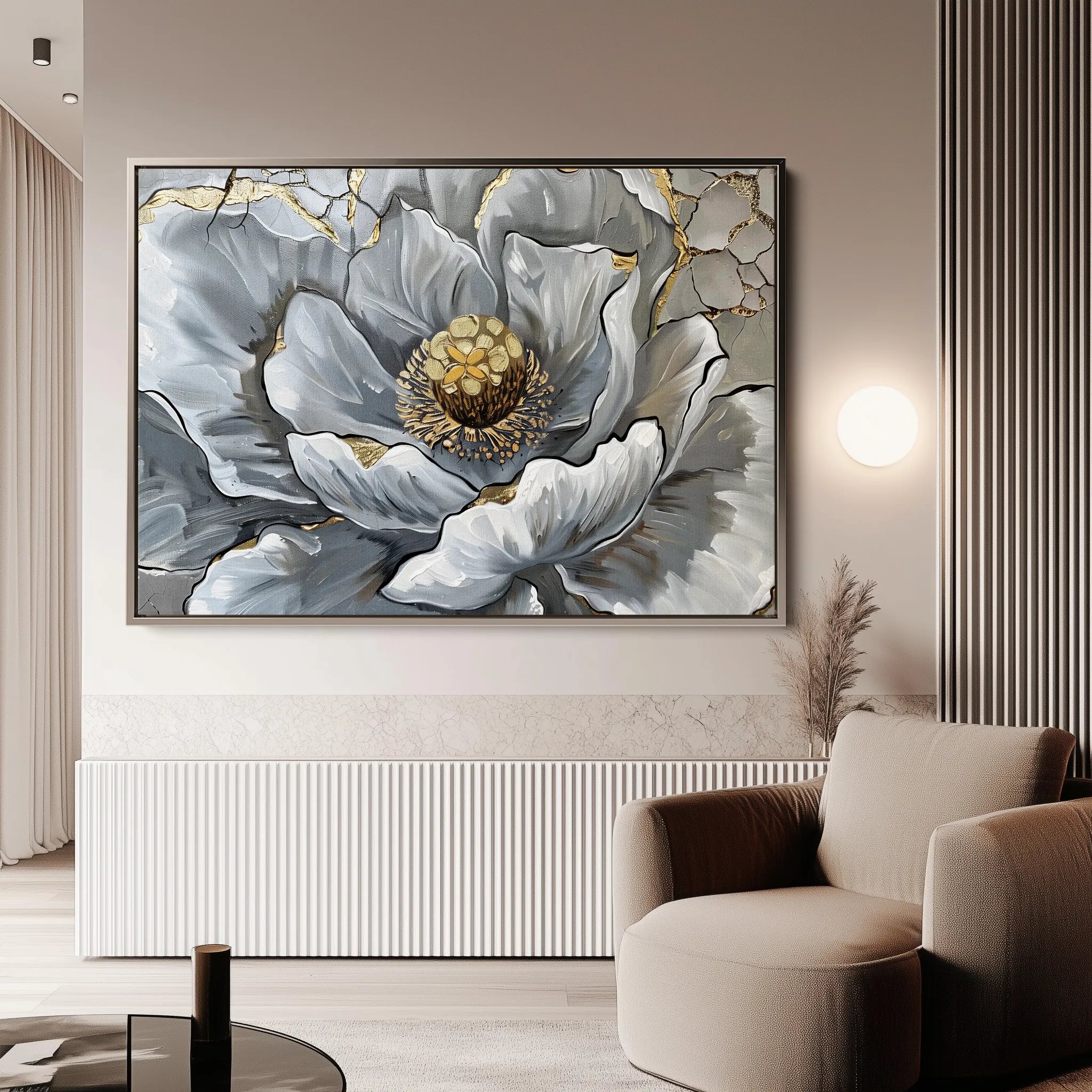Floral 611 Canvas Art 60 x 40 cm / Black