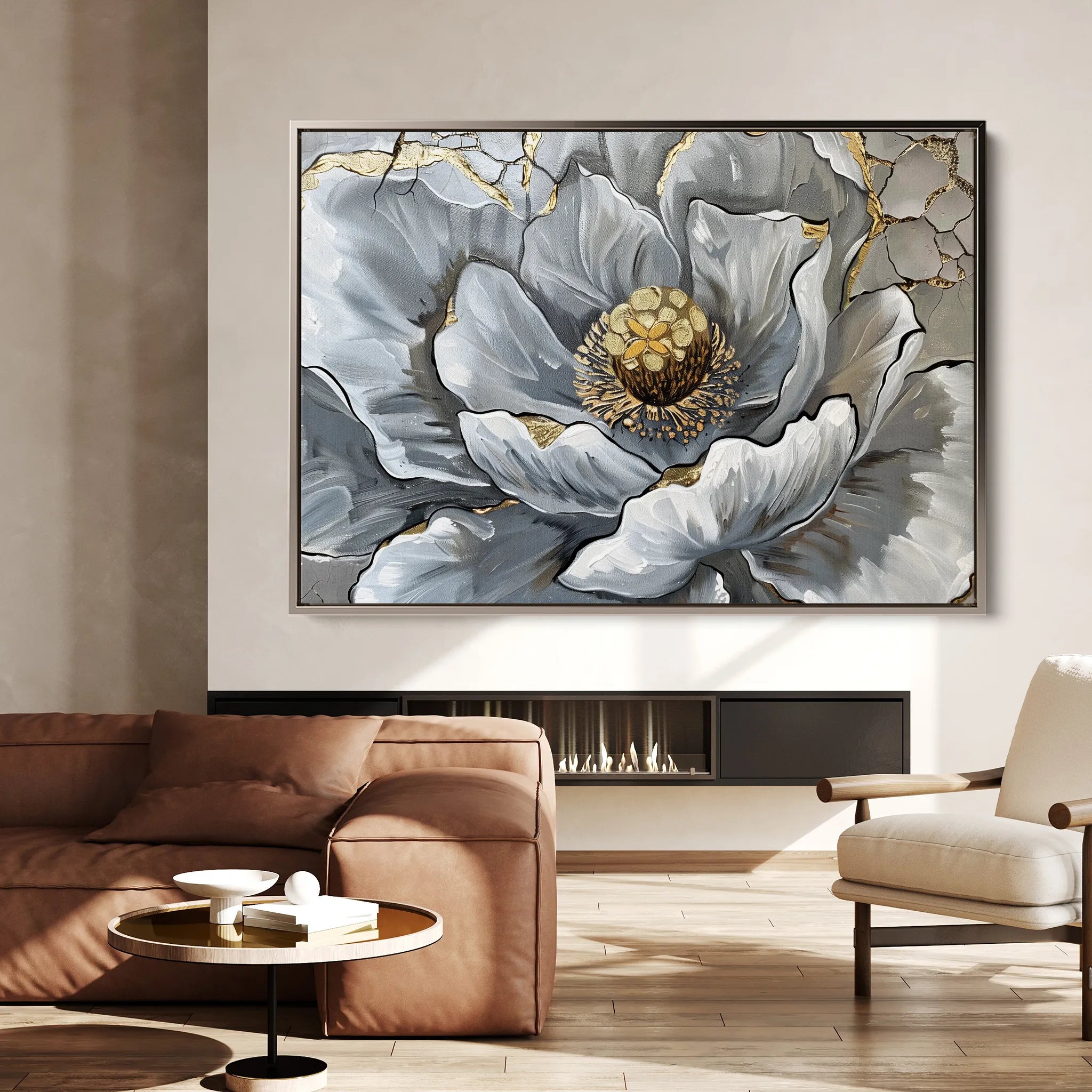 Floral 611 Canvas Art 60 x 40 cm / Black
