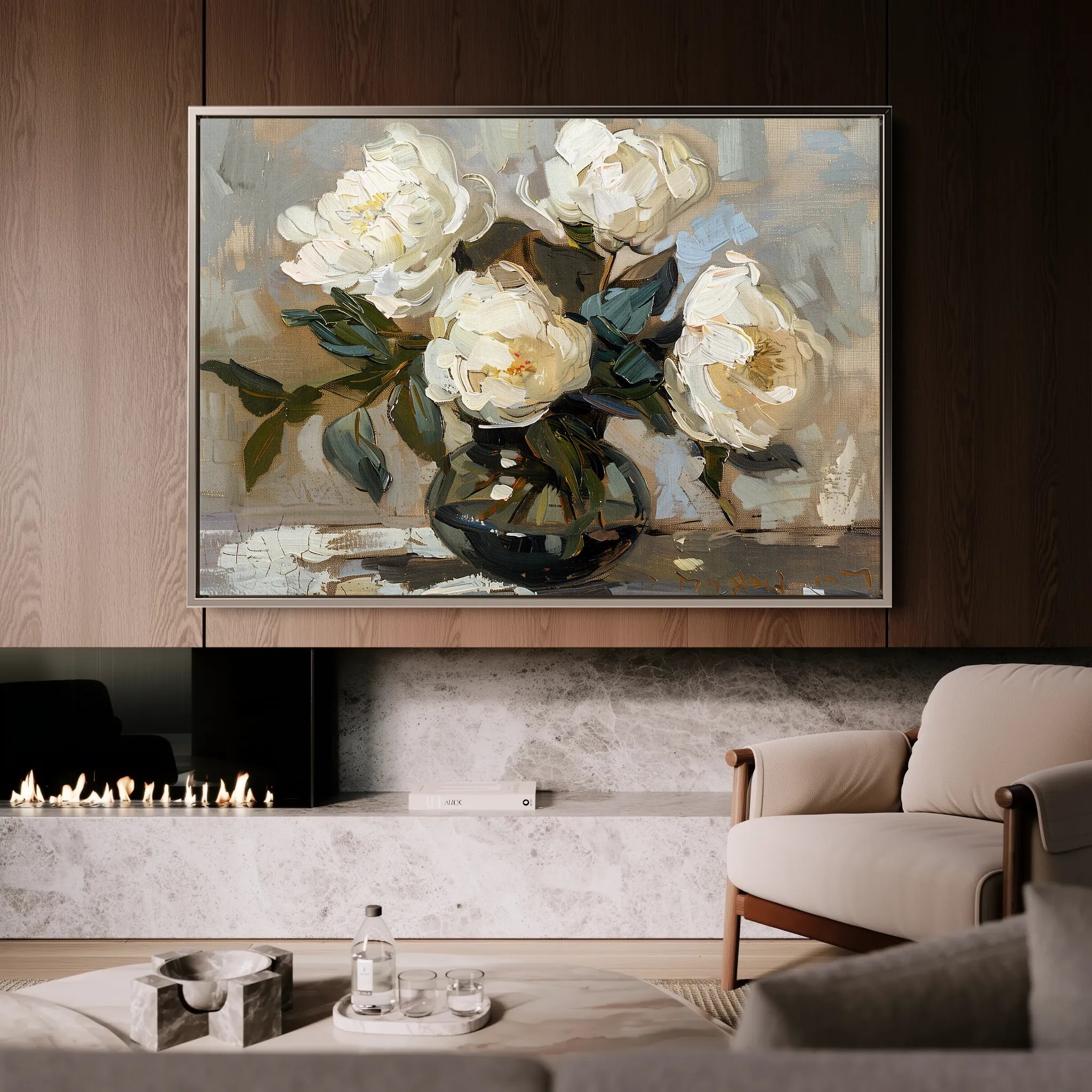 Floral 612 Canvas Art 60 x 40 cm / Black
