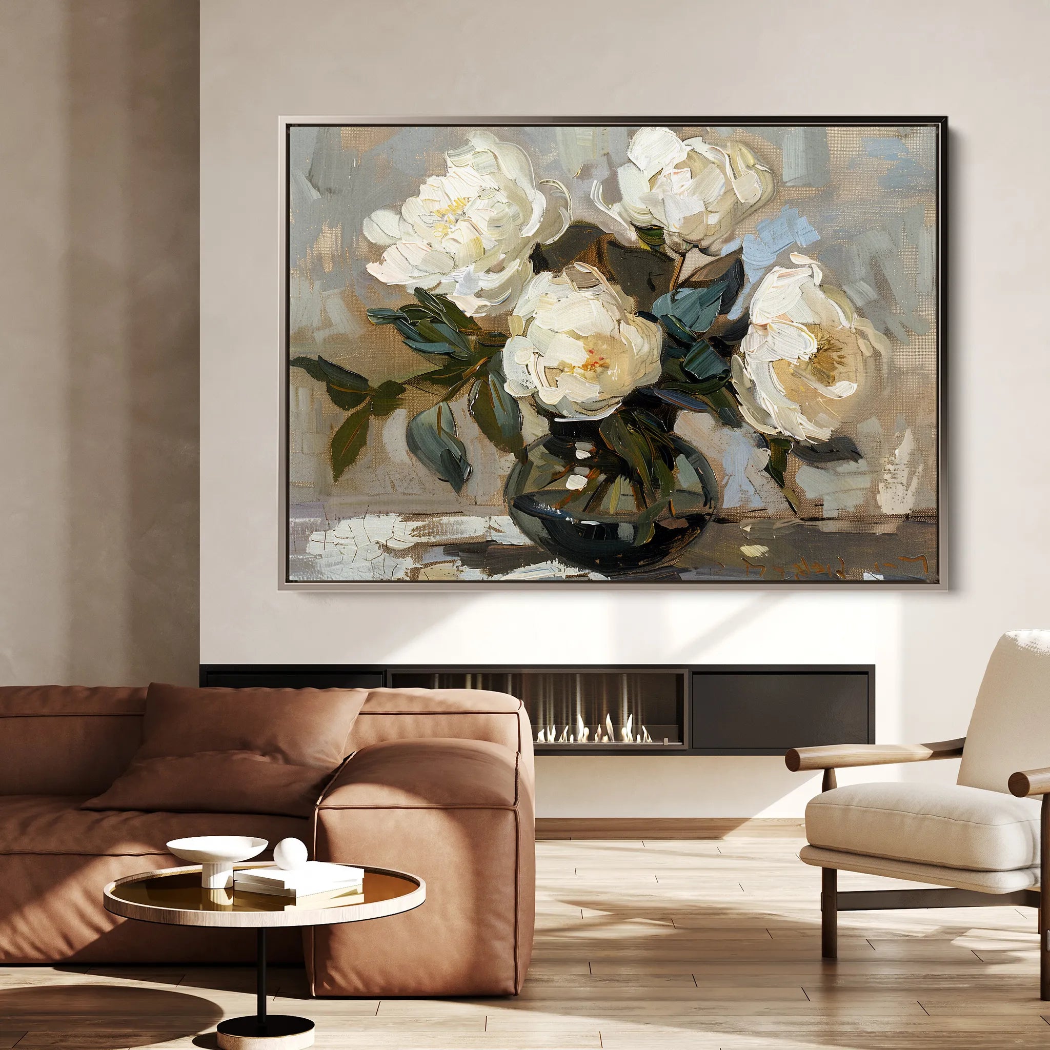 Floral 612 Canvas Art 60 x 40 cm / Black