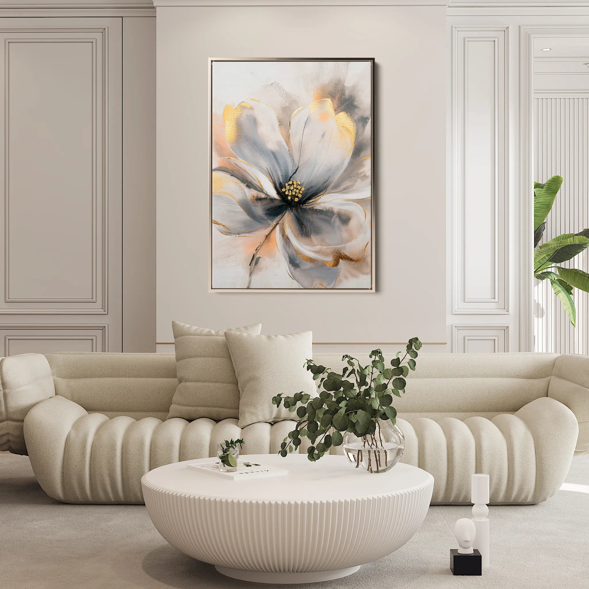 Floral 613 Canvas Art 60 x 40 cm / Black