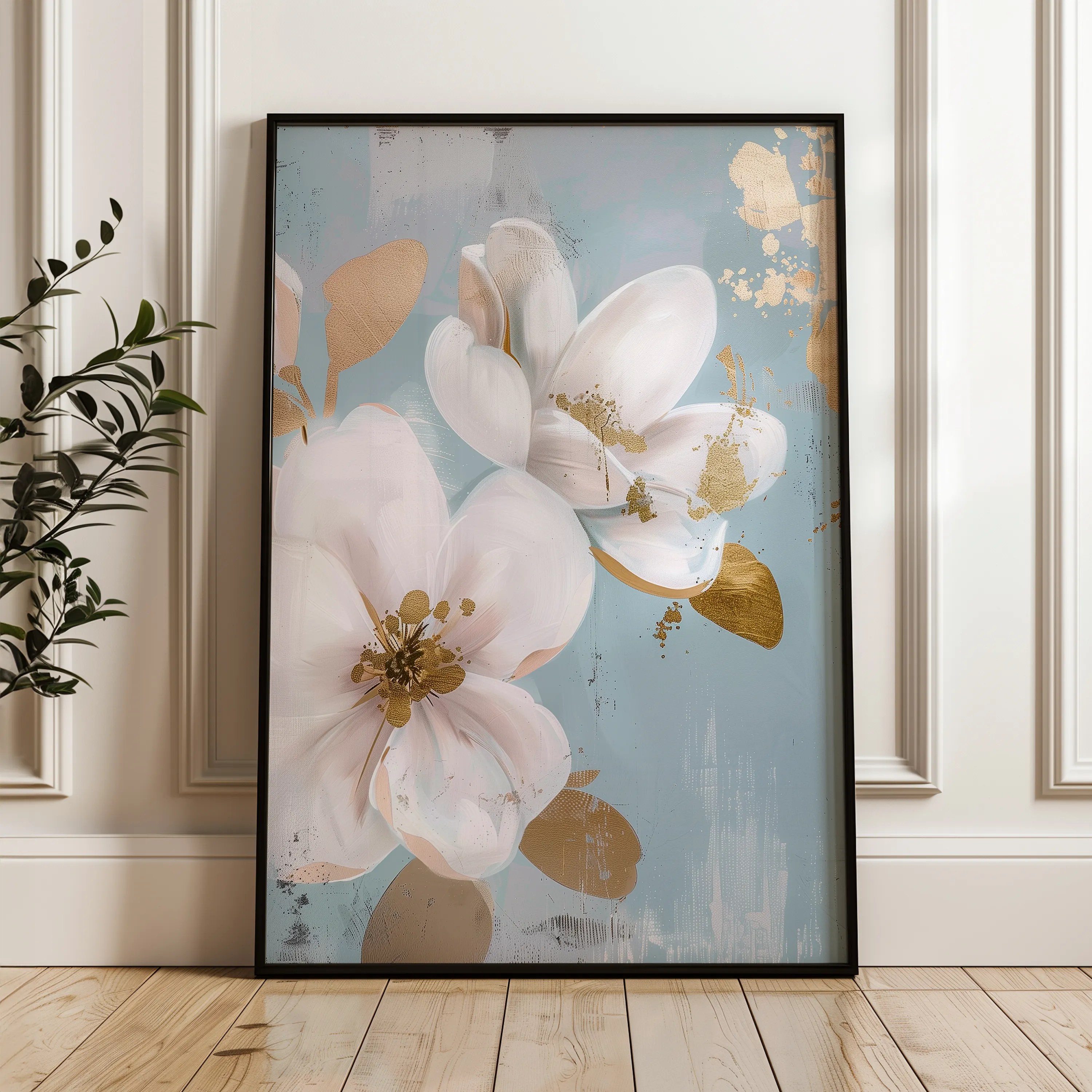 Floral 614 Canvas Art 60 x 40 cm / Black