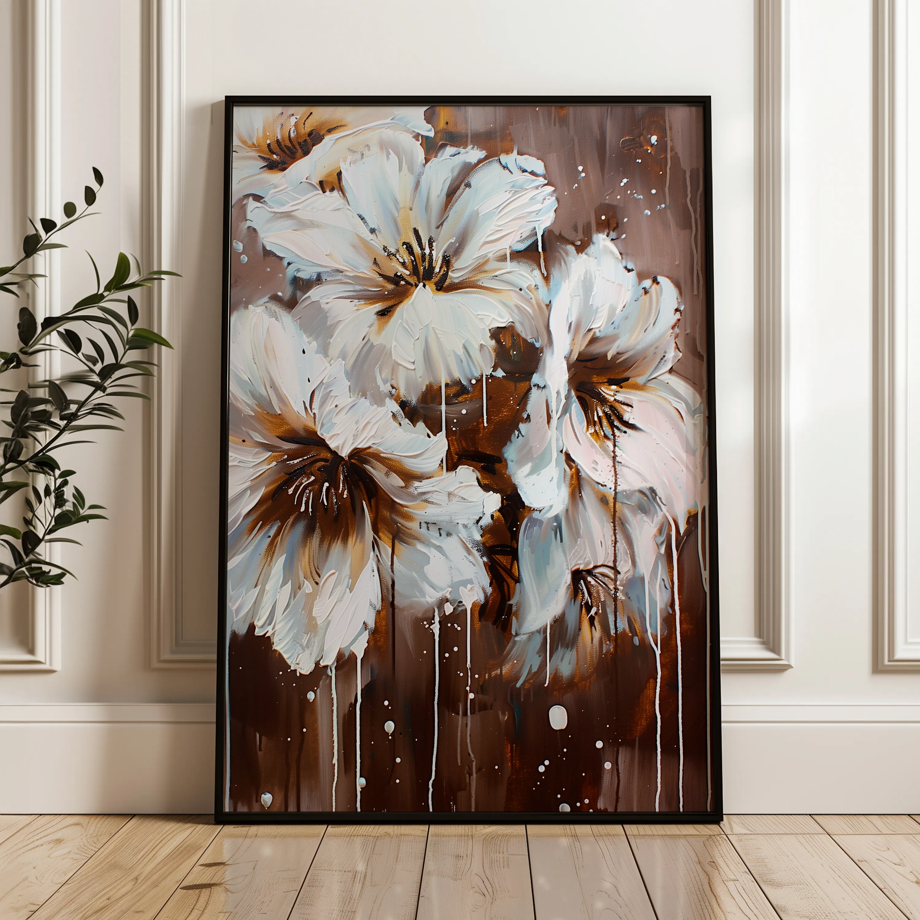 Floral 615 Canvas Art 60 x 40 cm / Black