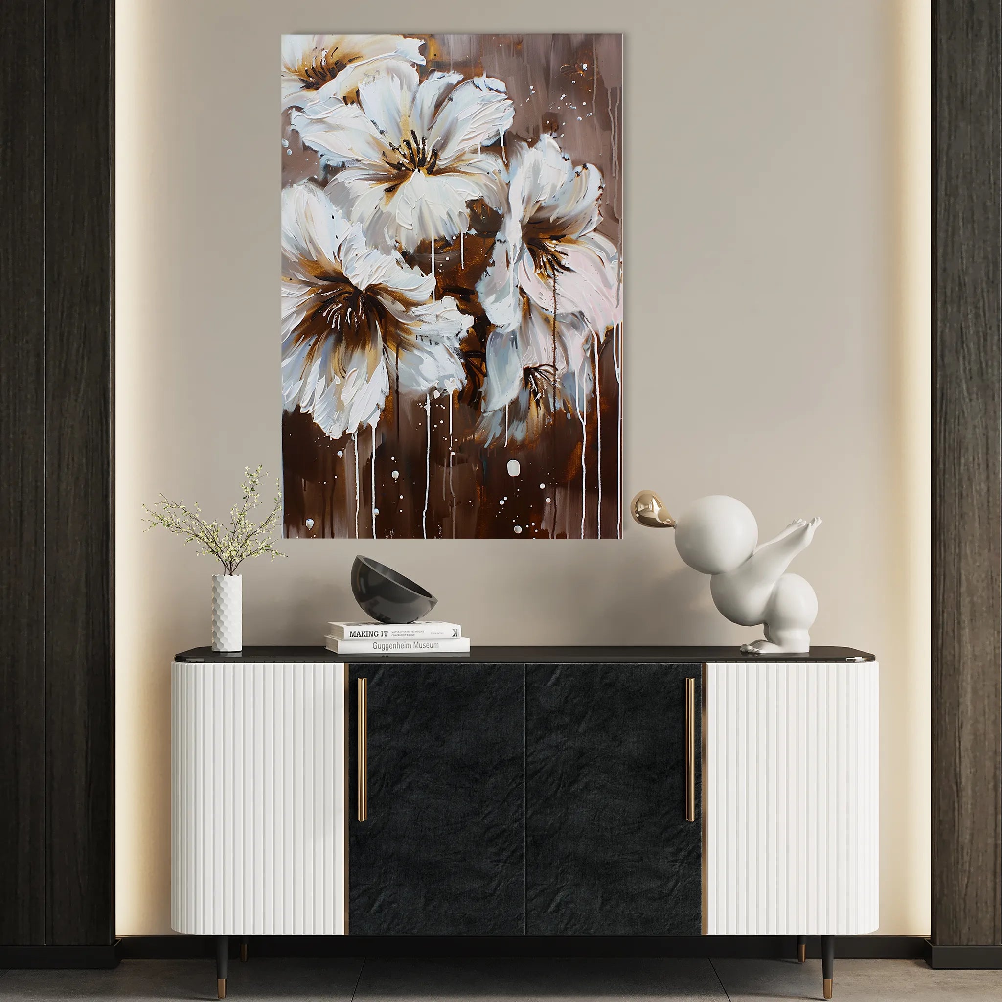 Floral 615 Canvas Art 60 x 40 cm / Black