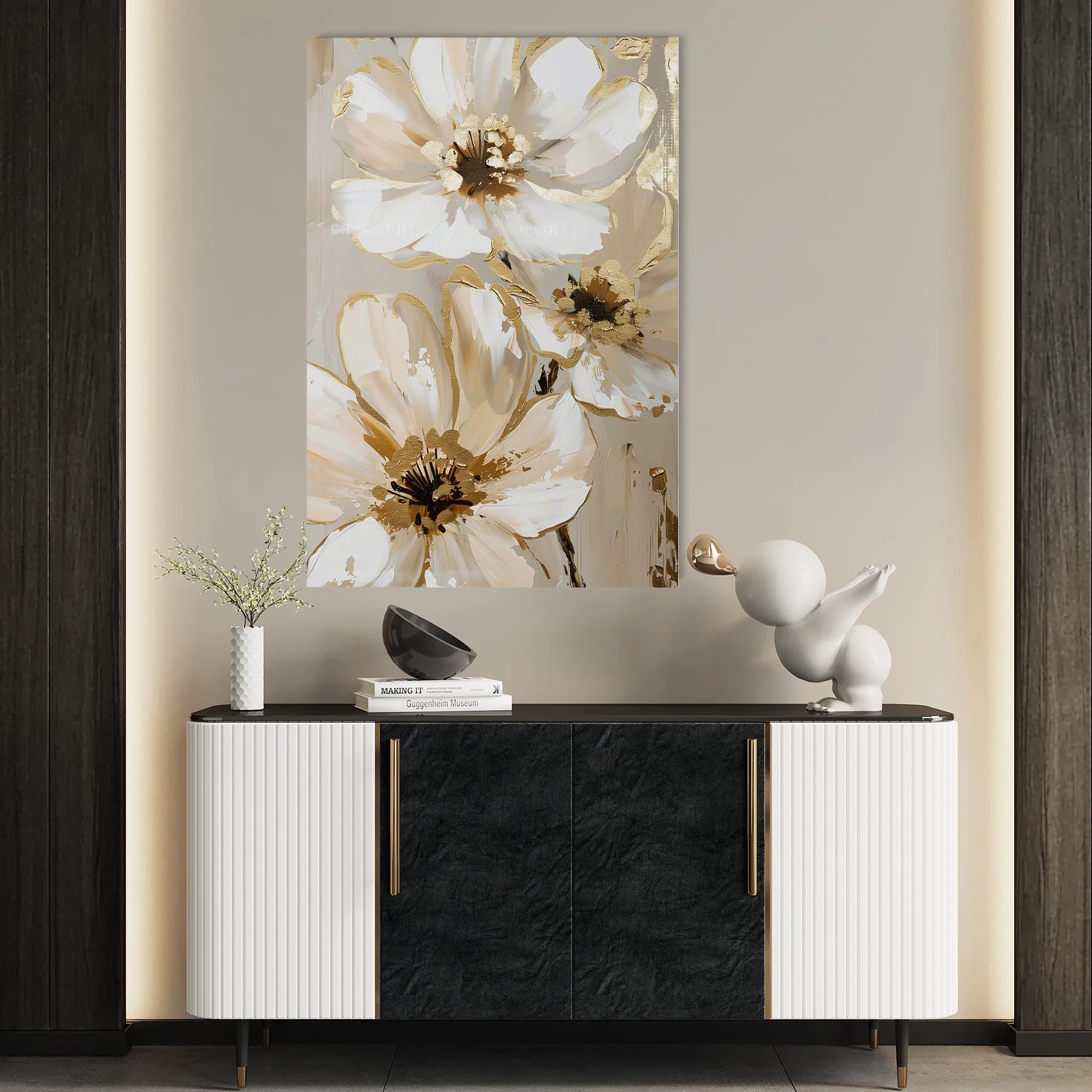 Floral 617 Canvas Art 60 x 40 cm / Black