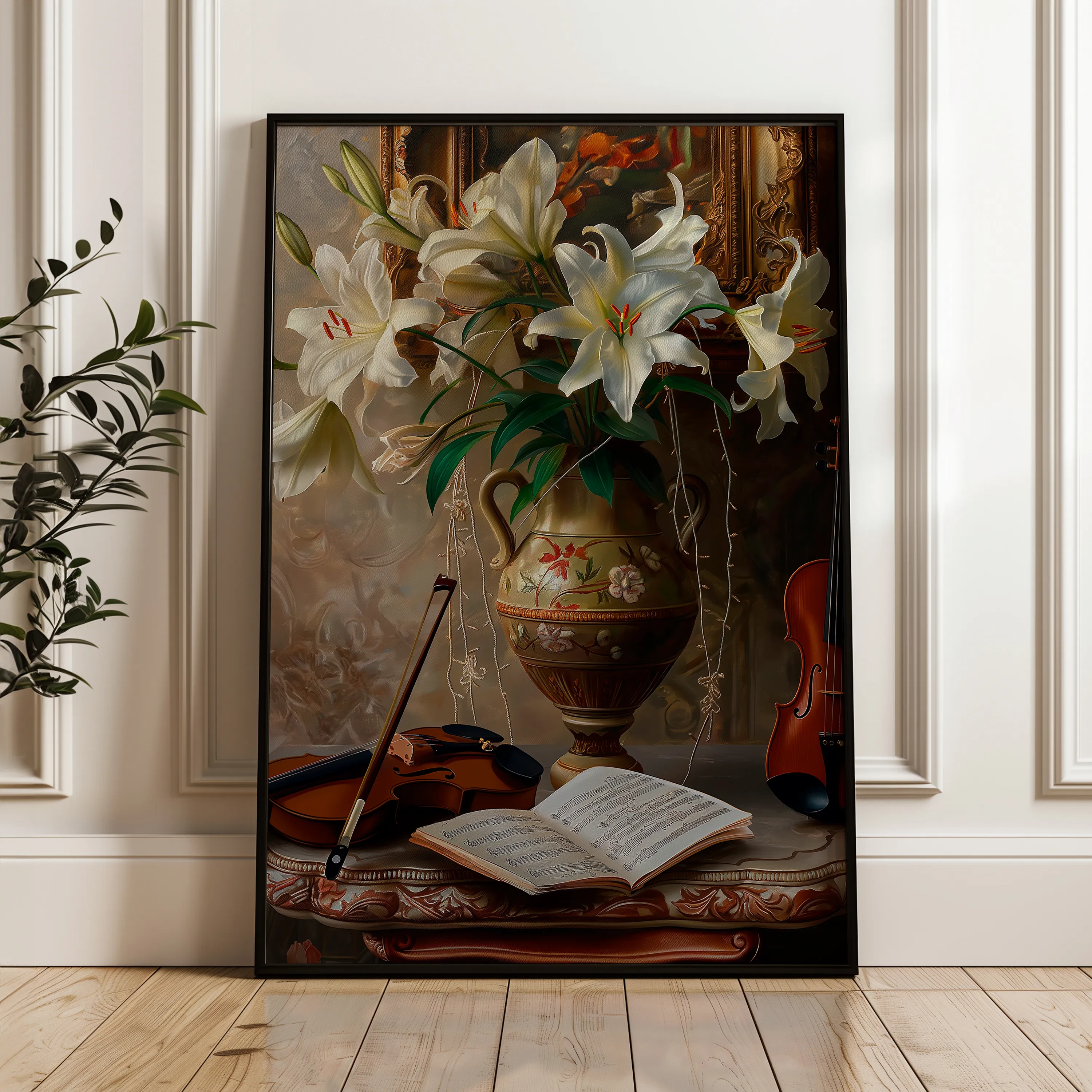 Floral 618 Canvas Art 60 x 40 cm / Black