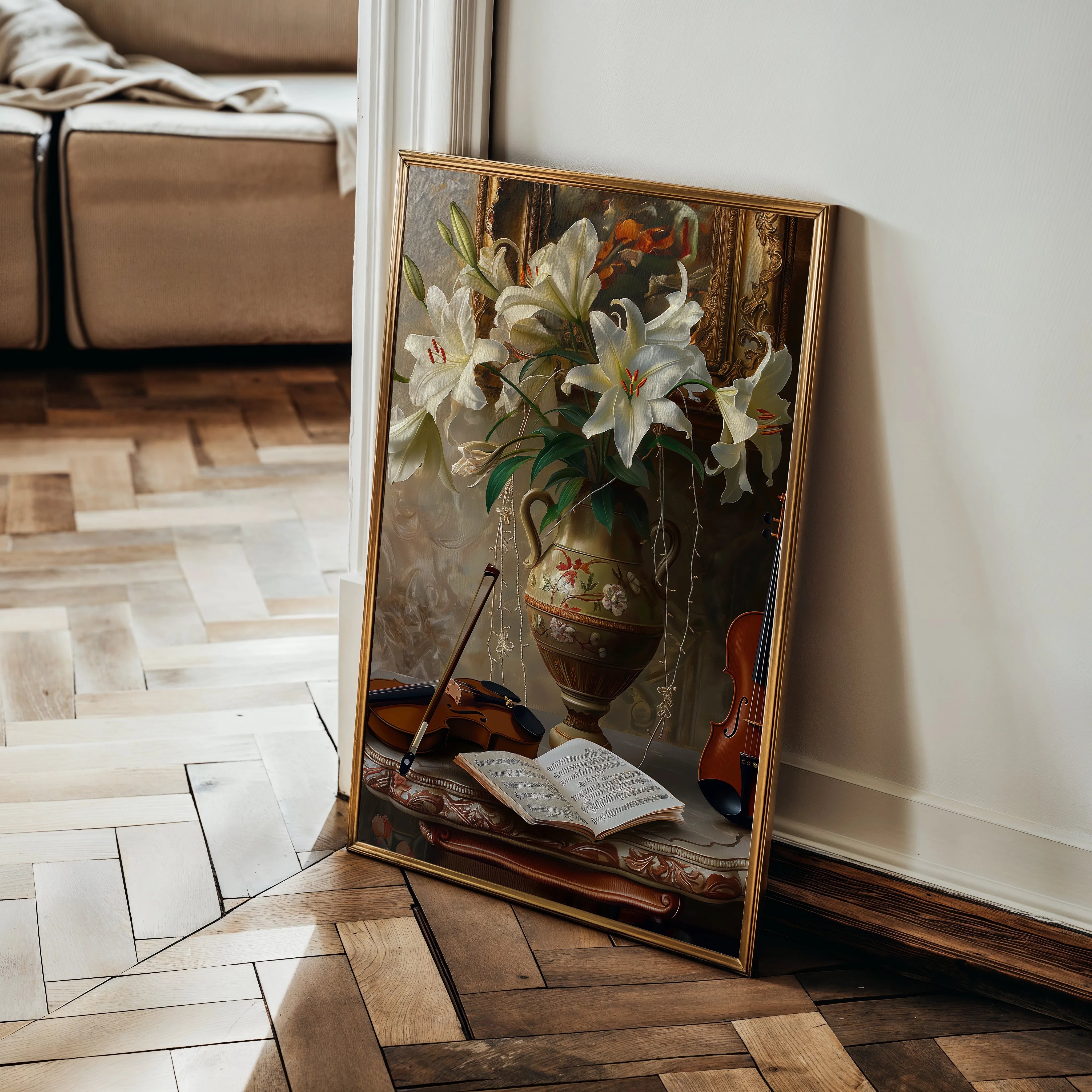 Floral 618 Canvas Art 60 x 40 cm / Black