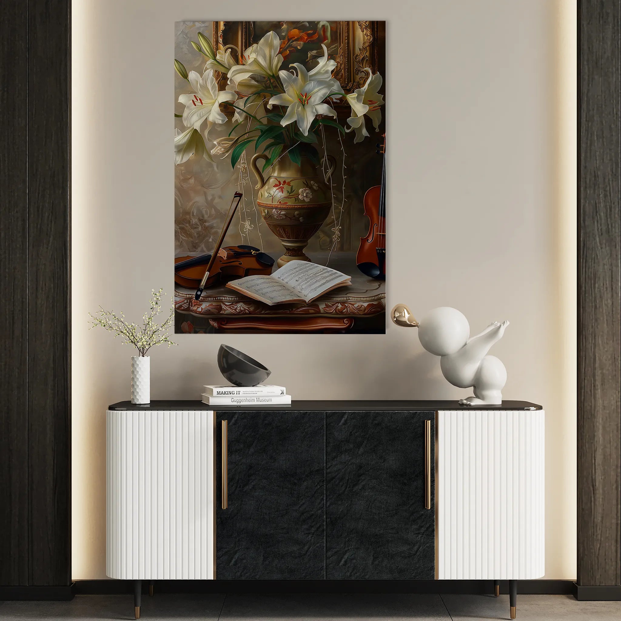 Floral 618 Canvas Art 60 x 40 cm / Black