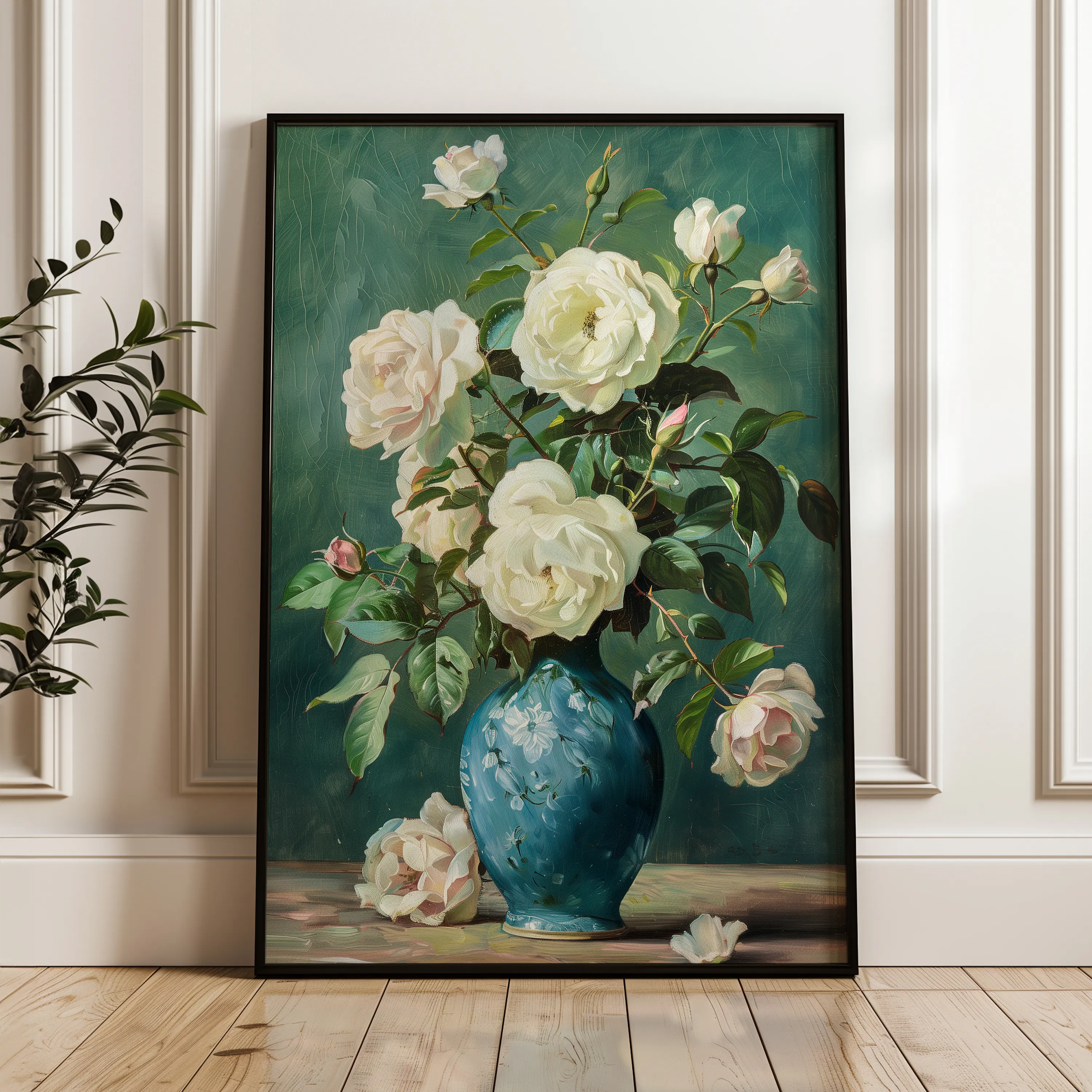 Floral 620 Canvas Art 60 x 40 cm / Black