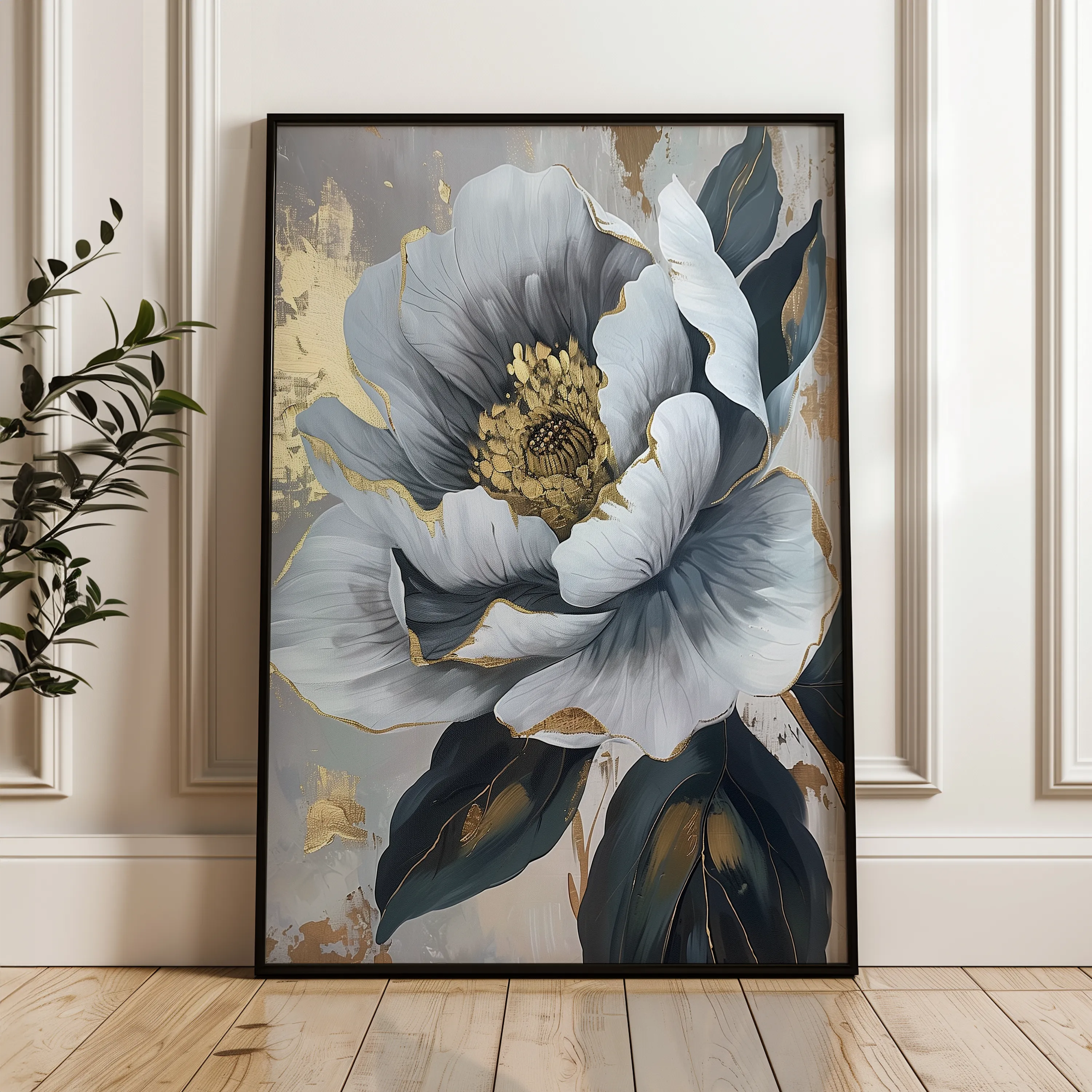 Floral 621 Canvas Art 60 x 40 cm / Black