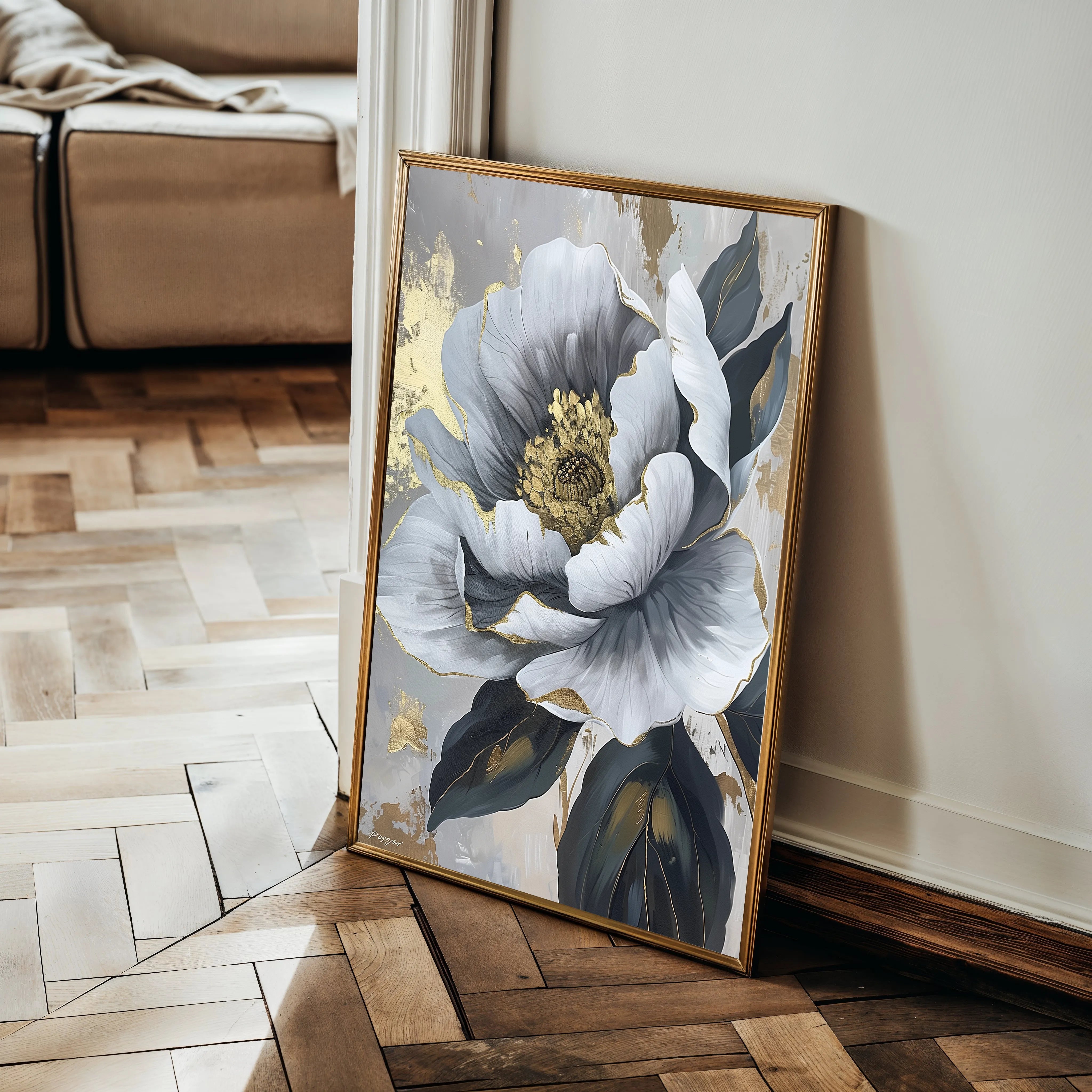 Floral 621 Canvas Art 60 x 40 cm / Black