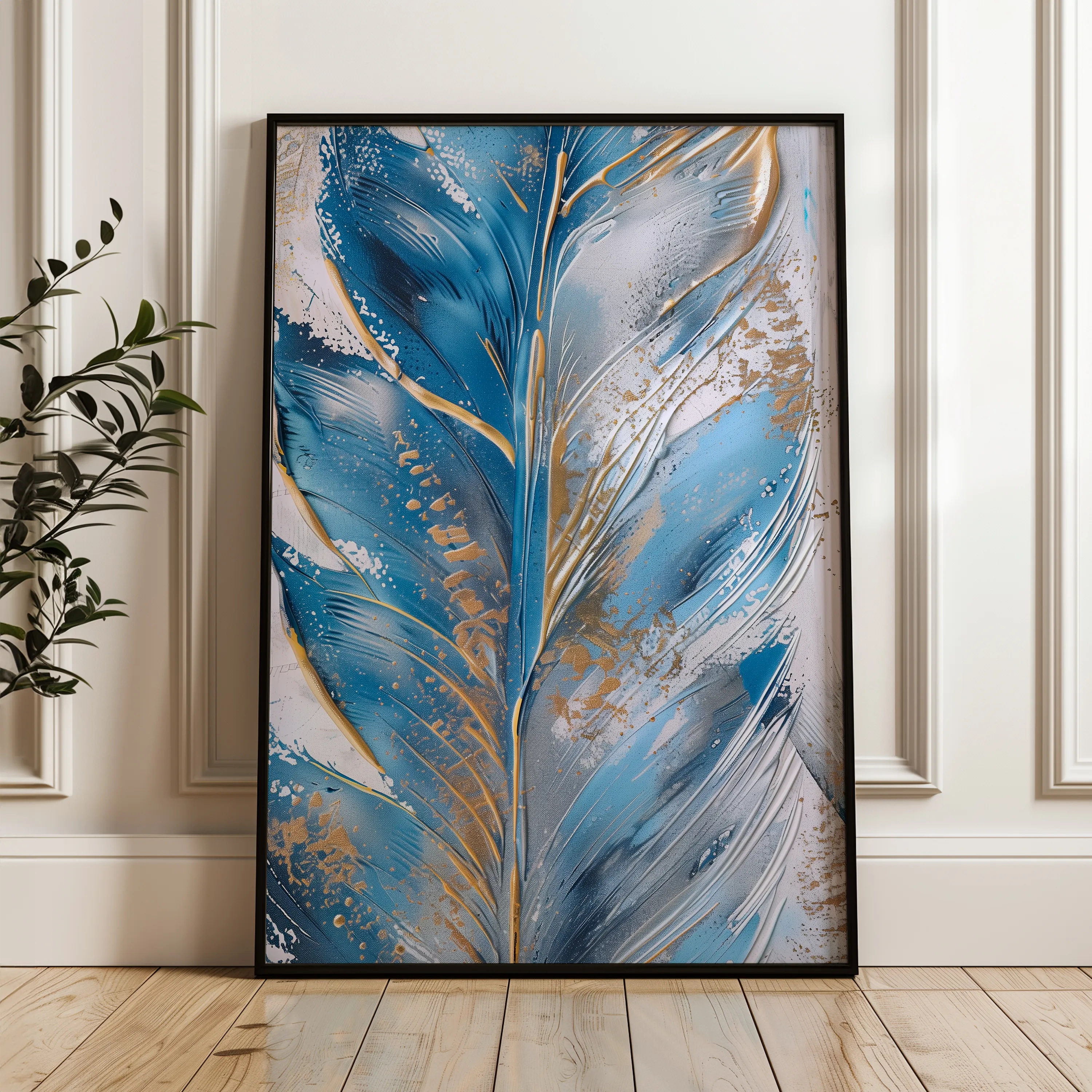 Floral 622 Canvas Art 60 x 40 cm / Black