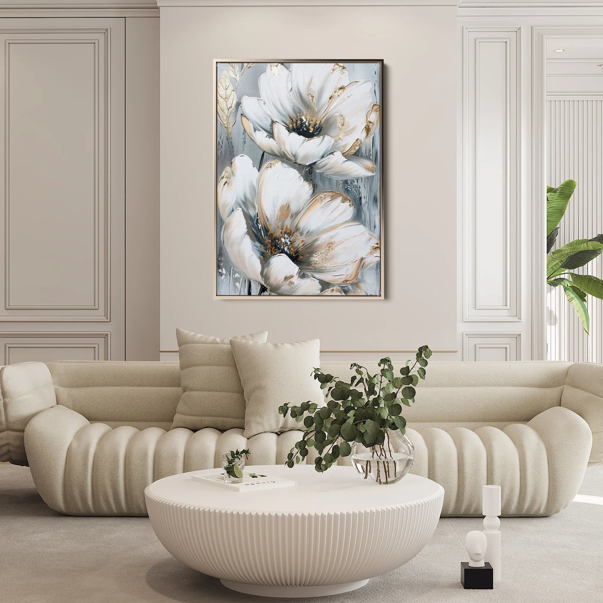 Floral 623 Canvas Art 60 x 40 cm / Black