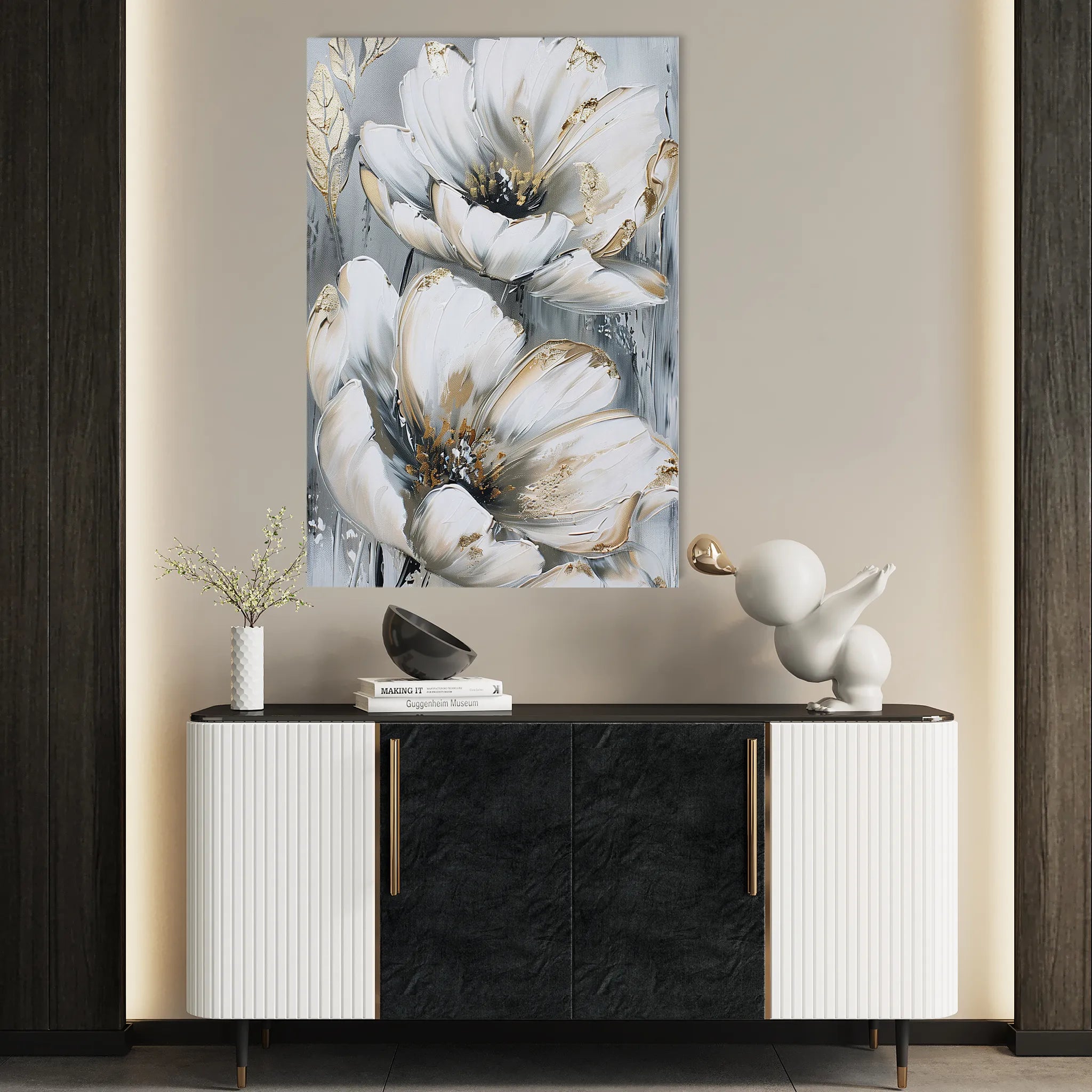 Floral 623 Canvas Art 60 x 40 cm / Black