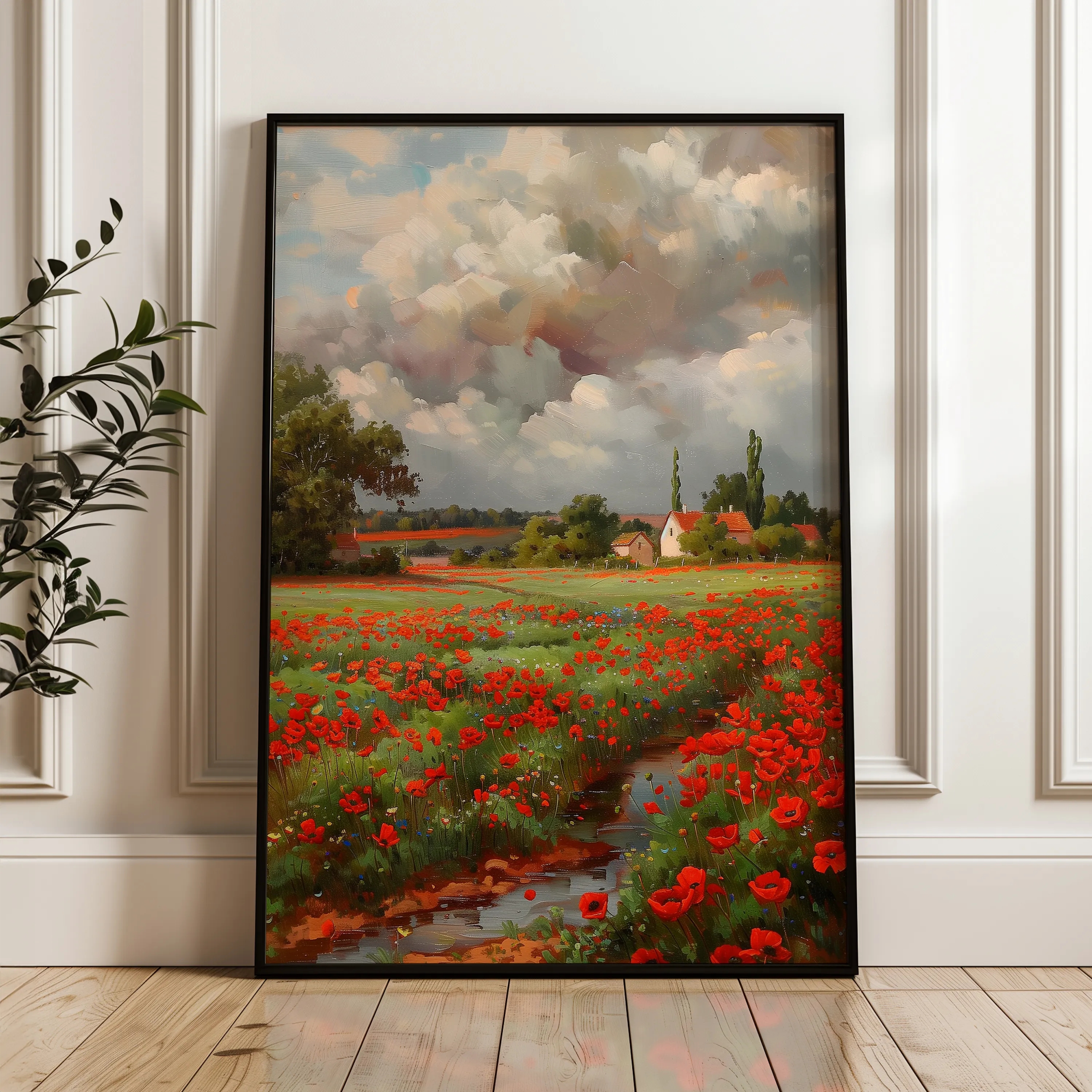 Floral 625 Canvas Art 60 x 40 cm / Black