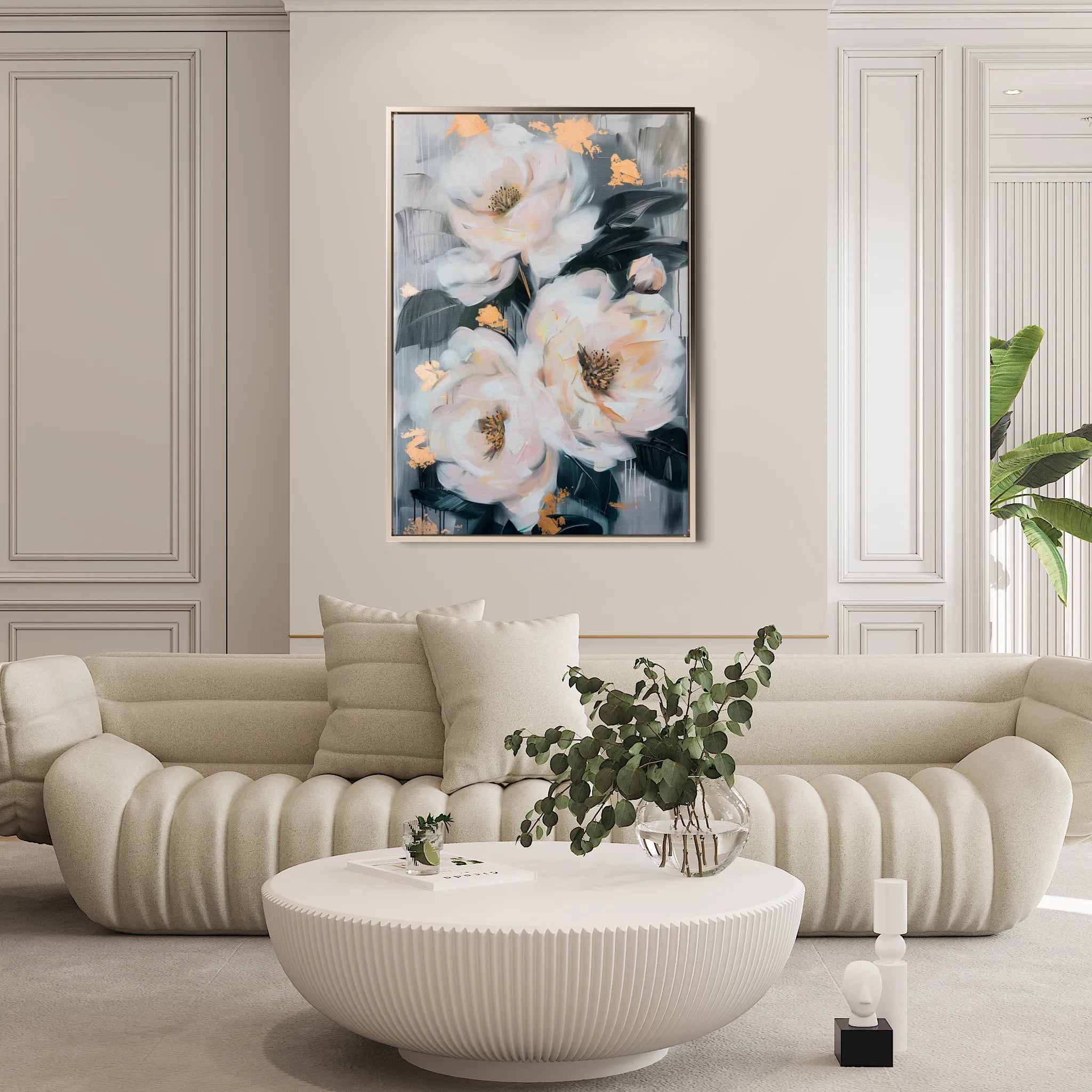 Floral 628 Canvas Art 60 x 40 cm / Black