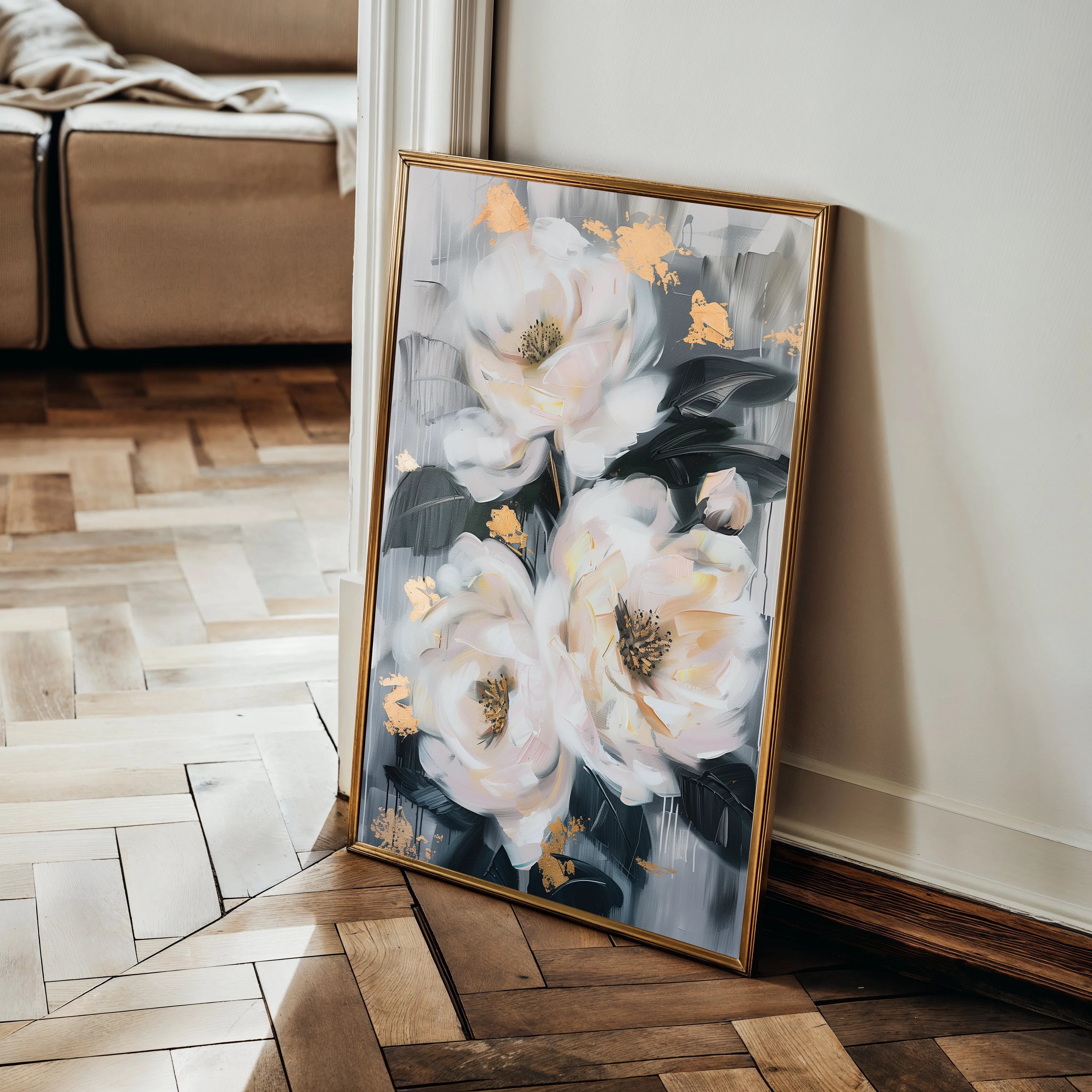 Floral 628 Canvas Art 60 x 40 cm / Black