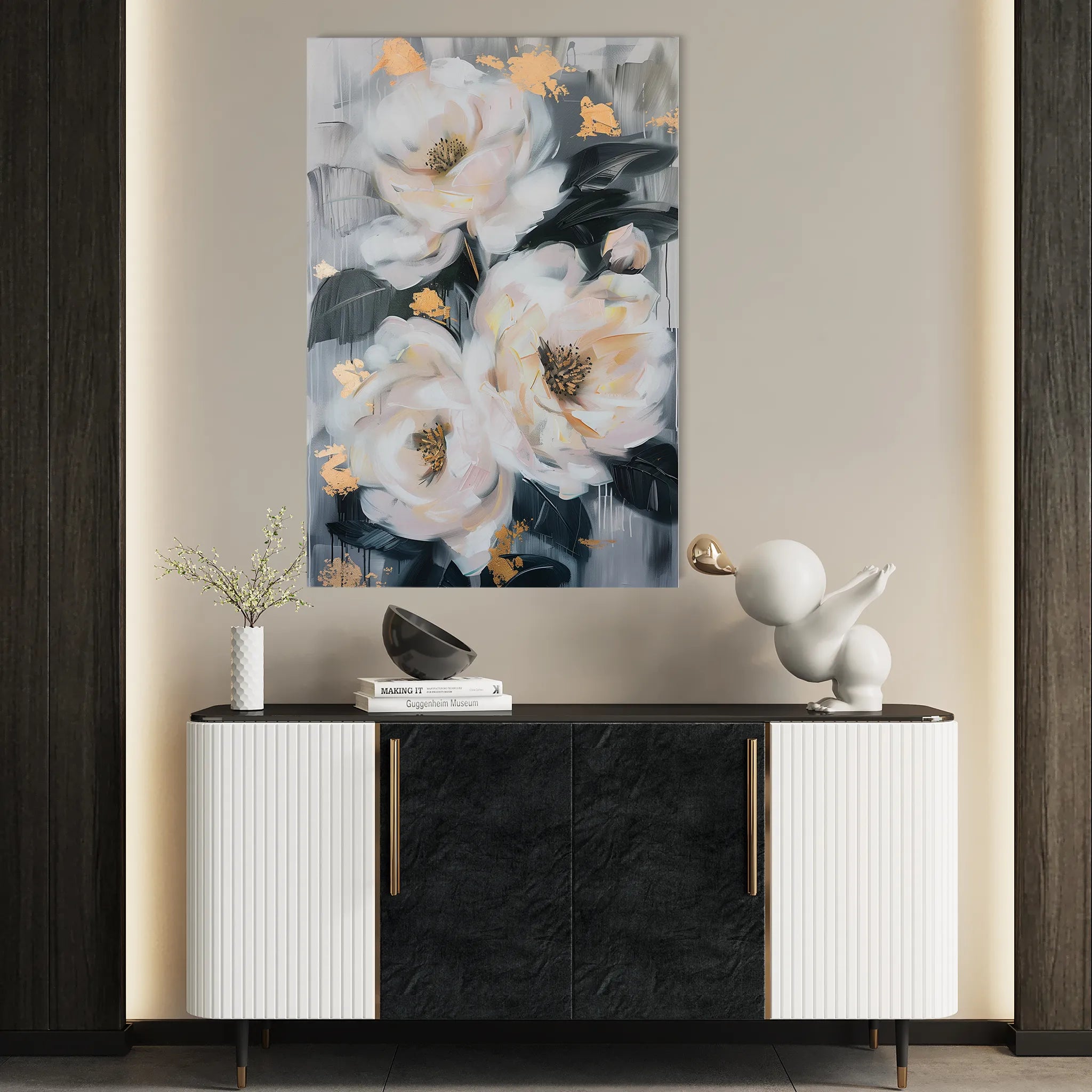 Floral 628 Canvas Art 60 x 40 cm / Black