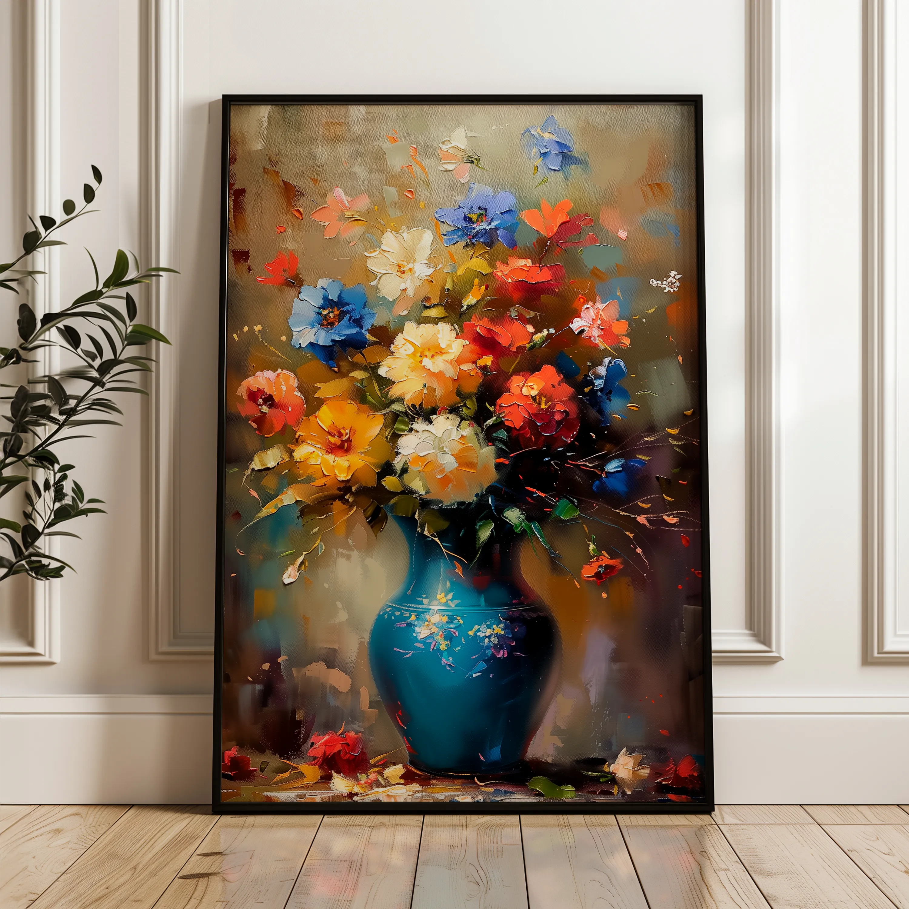 Floral 629 Canvas Art 60 x 40 cm / Black