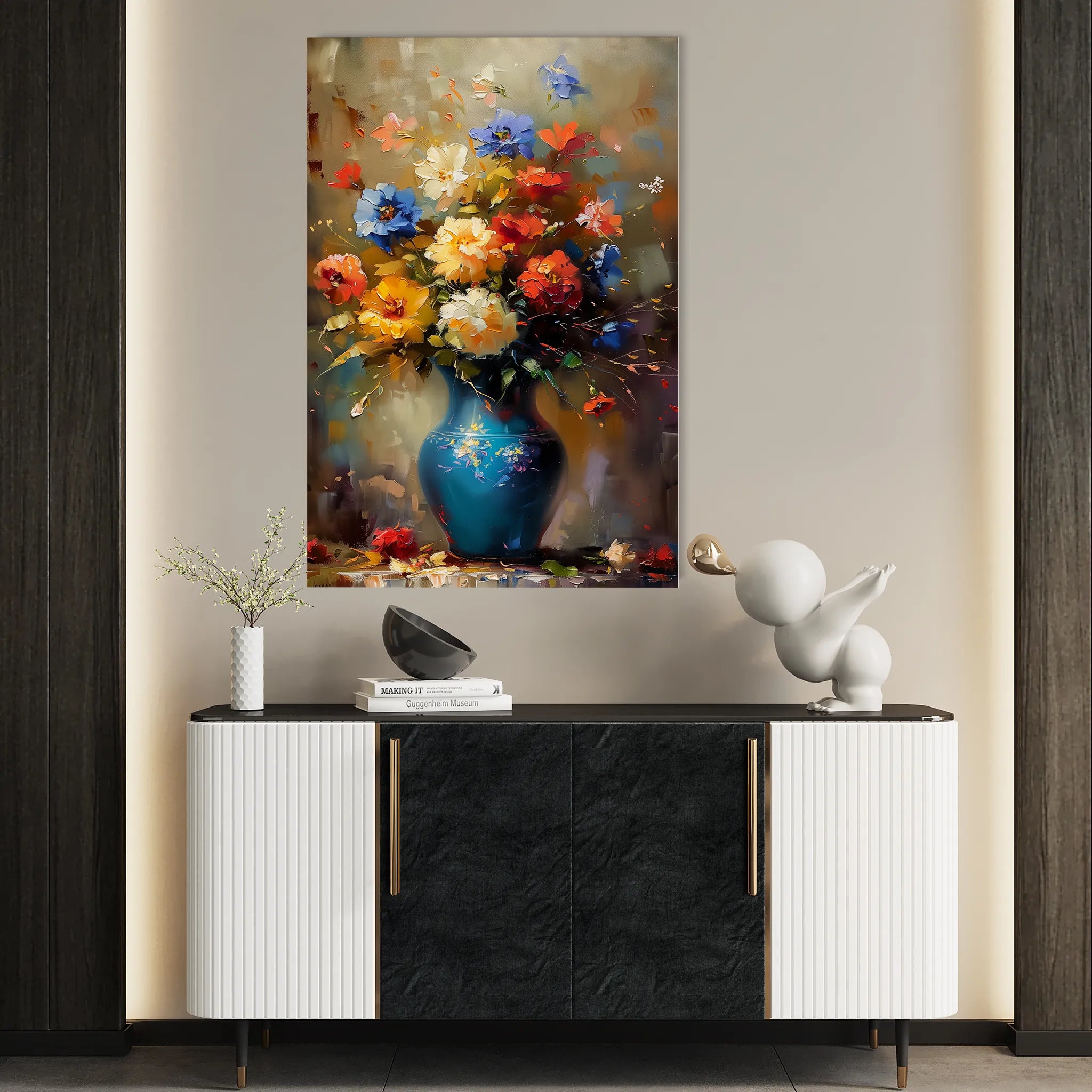Floral 629 Canvas Art 60 x 40 cm / Black