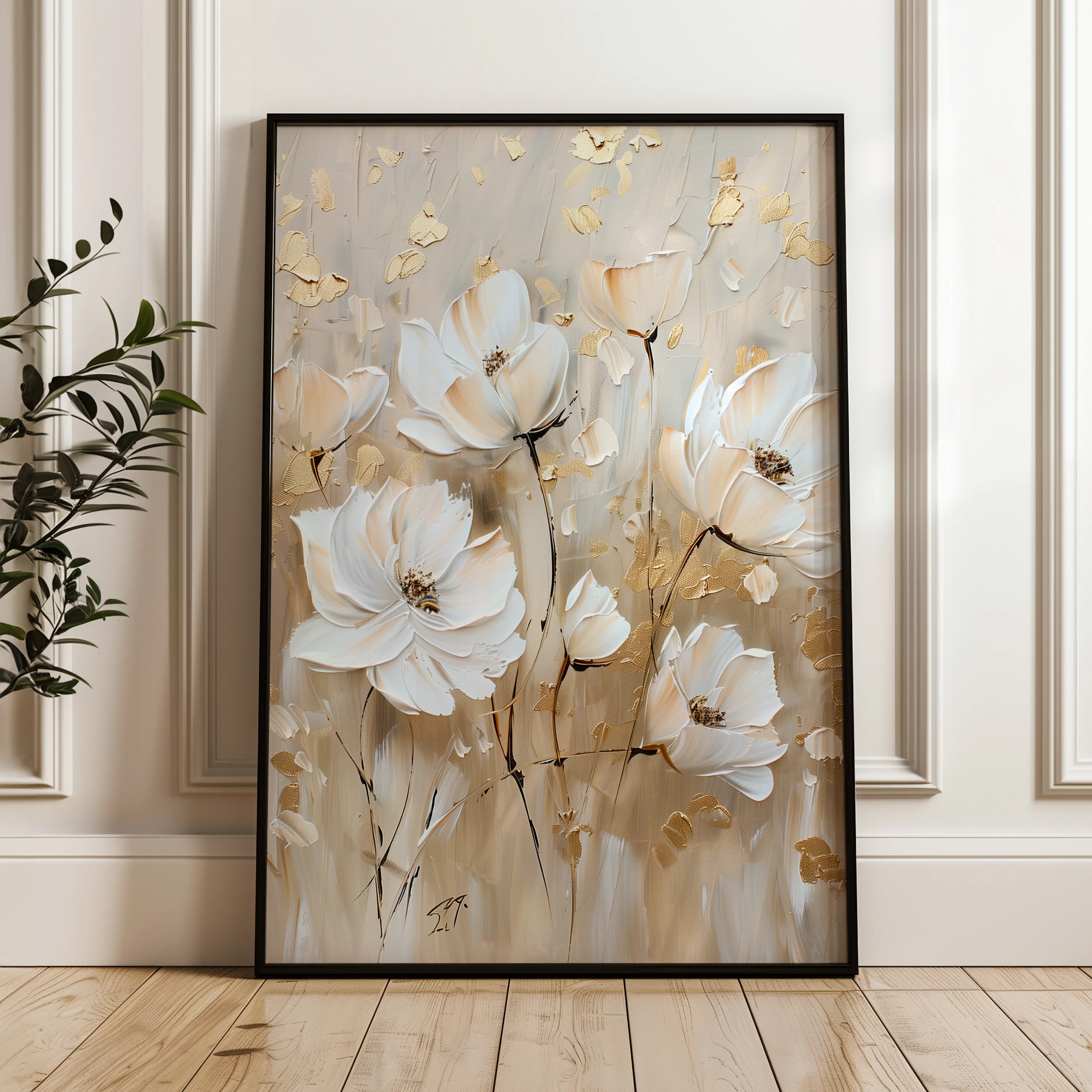 Floral 630 Canvas Art 60 x 40 cm / Black