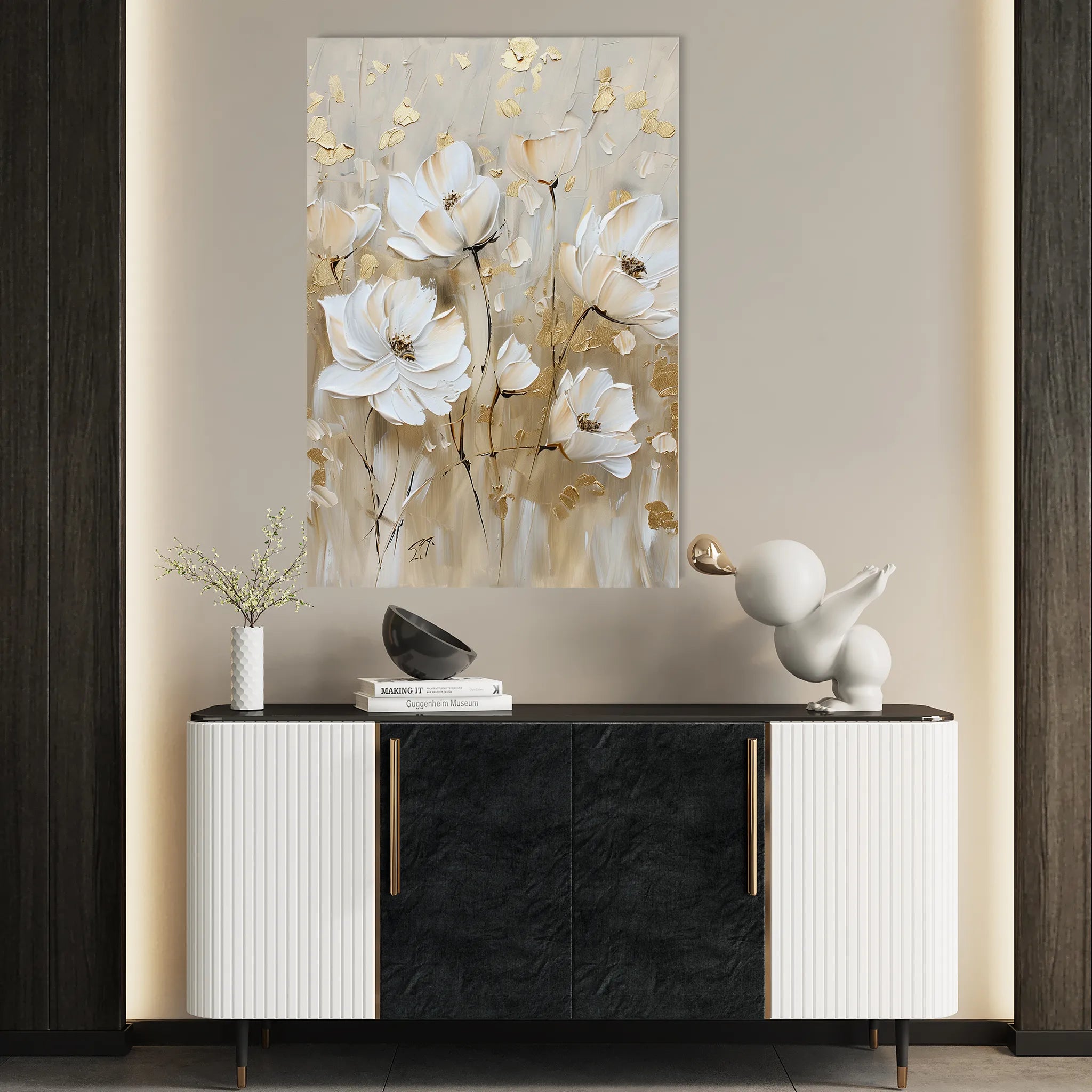Floral 630 Canvas Art 60 x 40 cm / Black