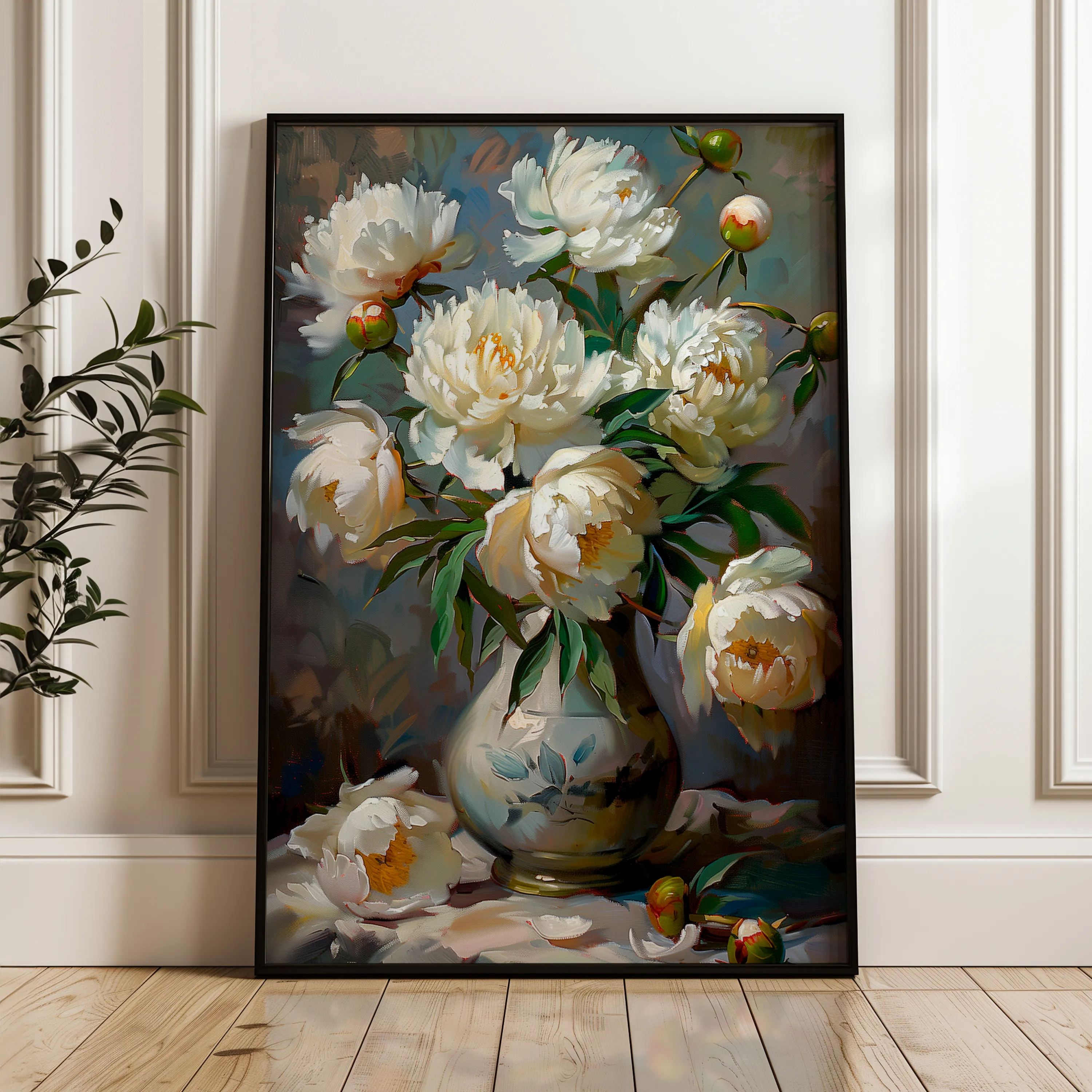Floral 631 Canvas Art 60 x 40 cm / Black