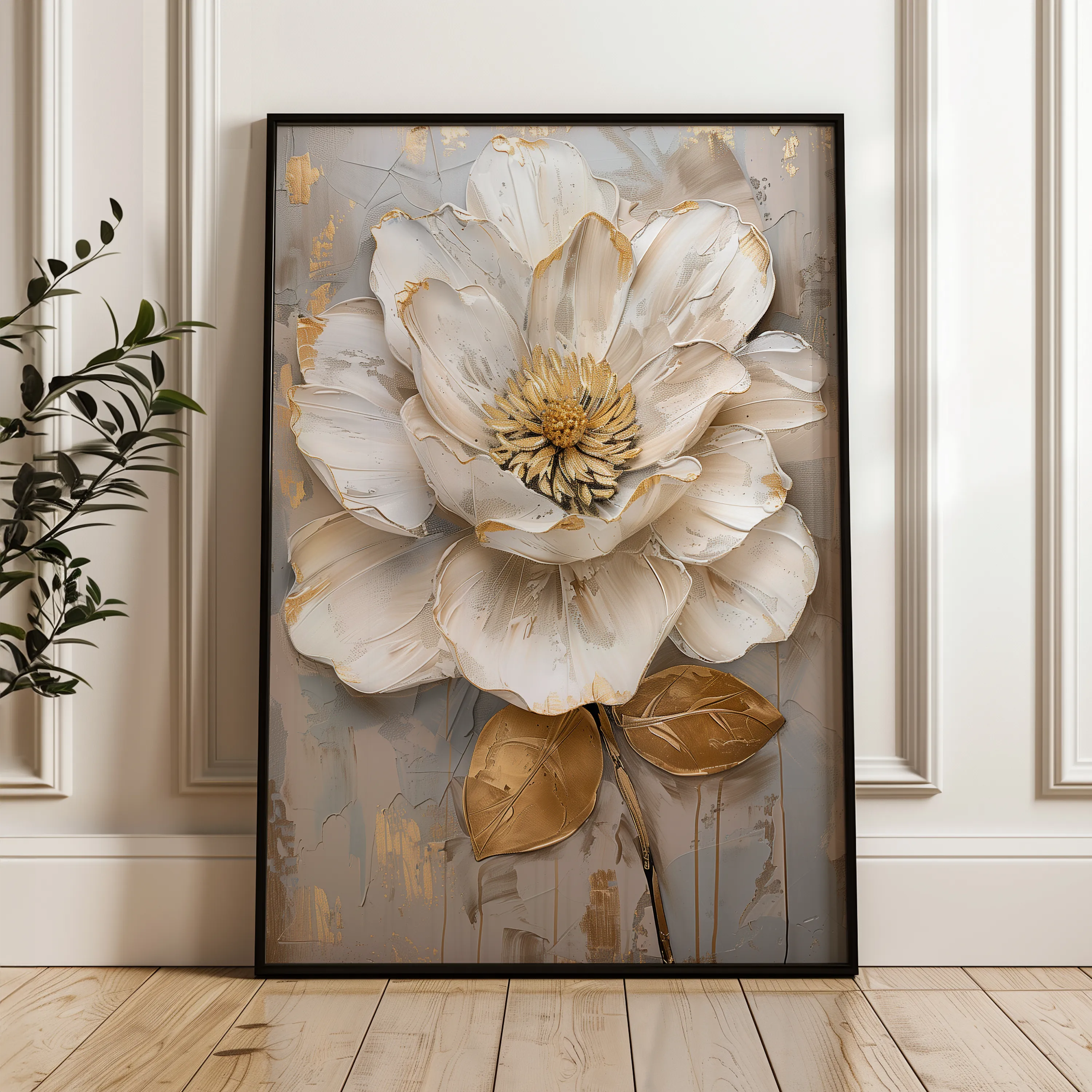 Floral 632 Canvas Art 60 x 40 cm / Black
