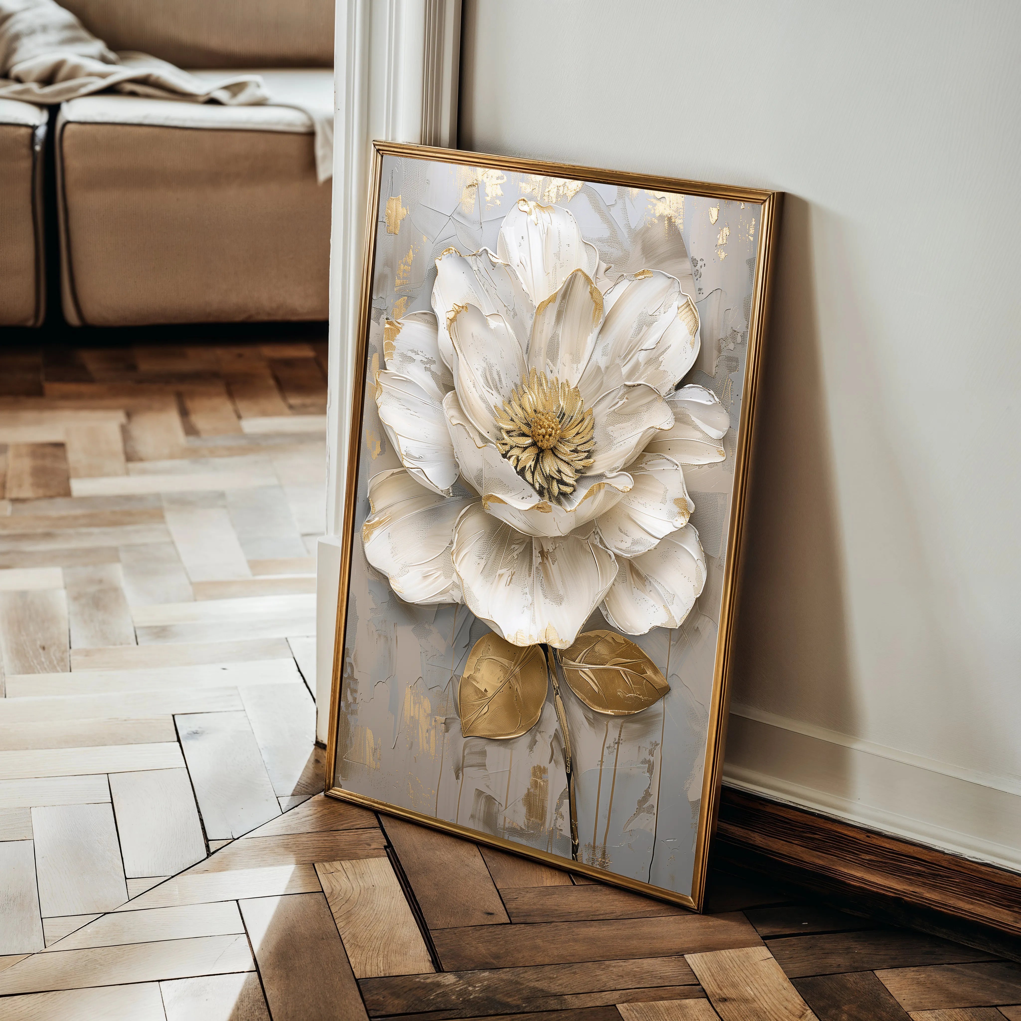 Floral 632 Canvas Art 60 x 40 cm / Black