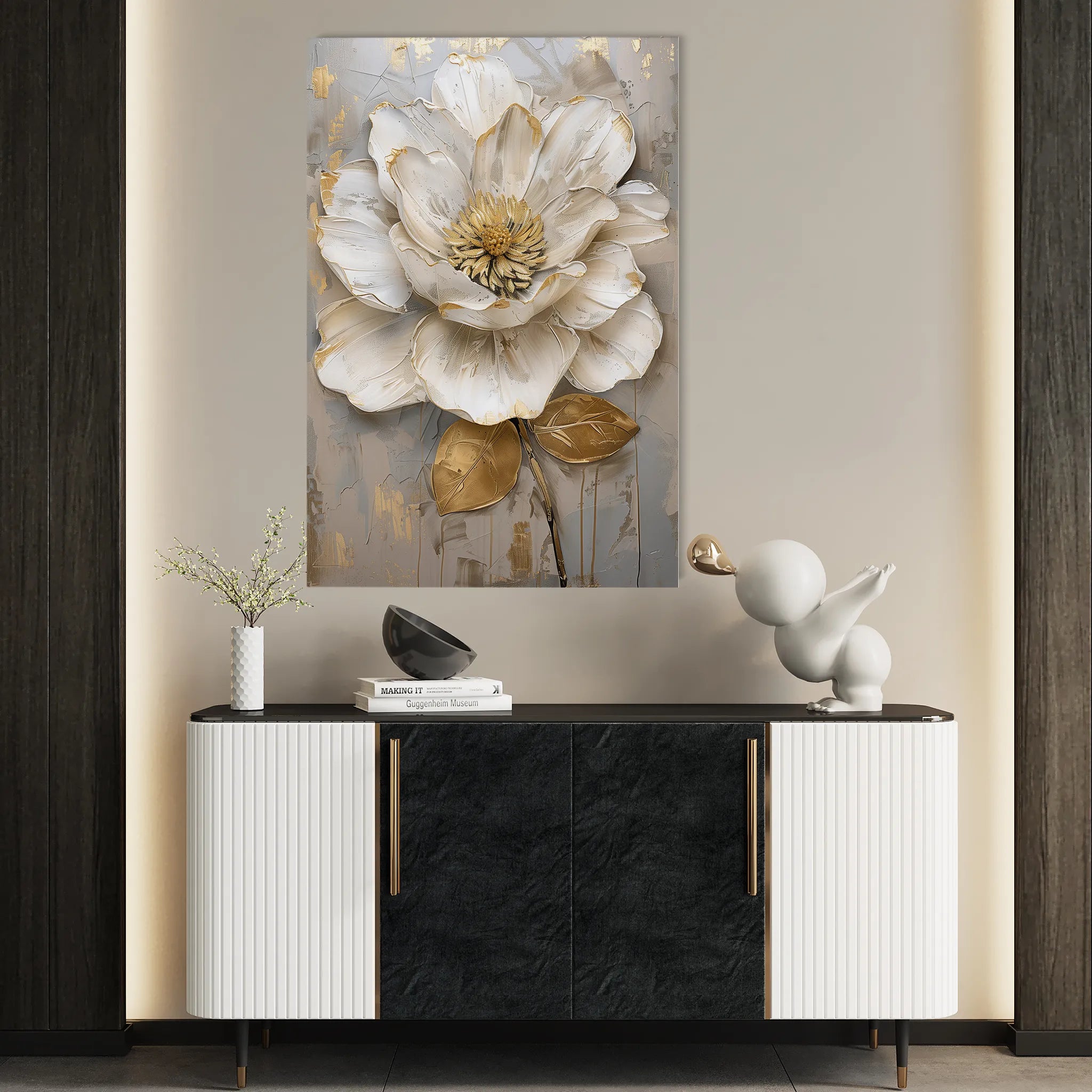 Floral 632 Canvas Art 60 x 40 cm / Black