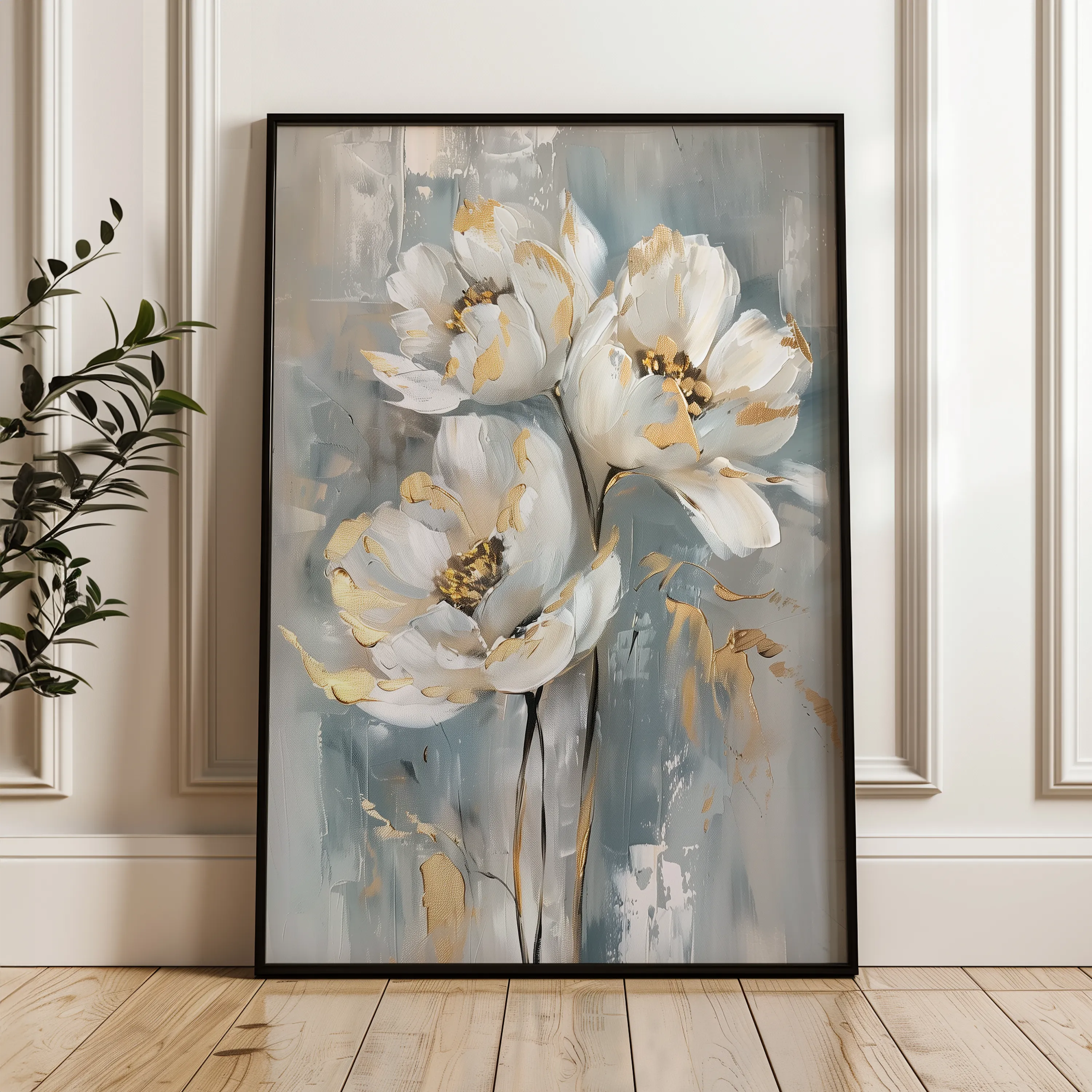 Floral 633 Canvas Art 60 x 40 cm / Black