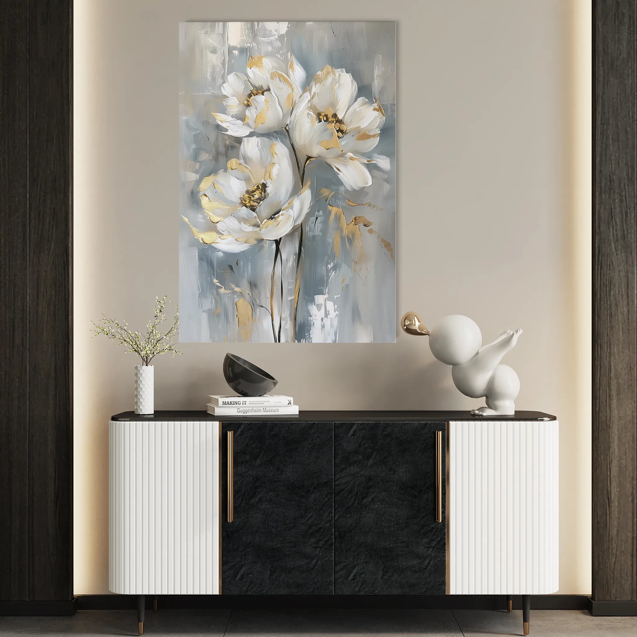 Floral 633 Canvas Art 60 x 40 cm / Black