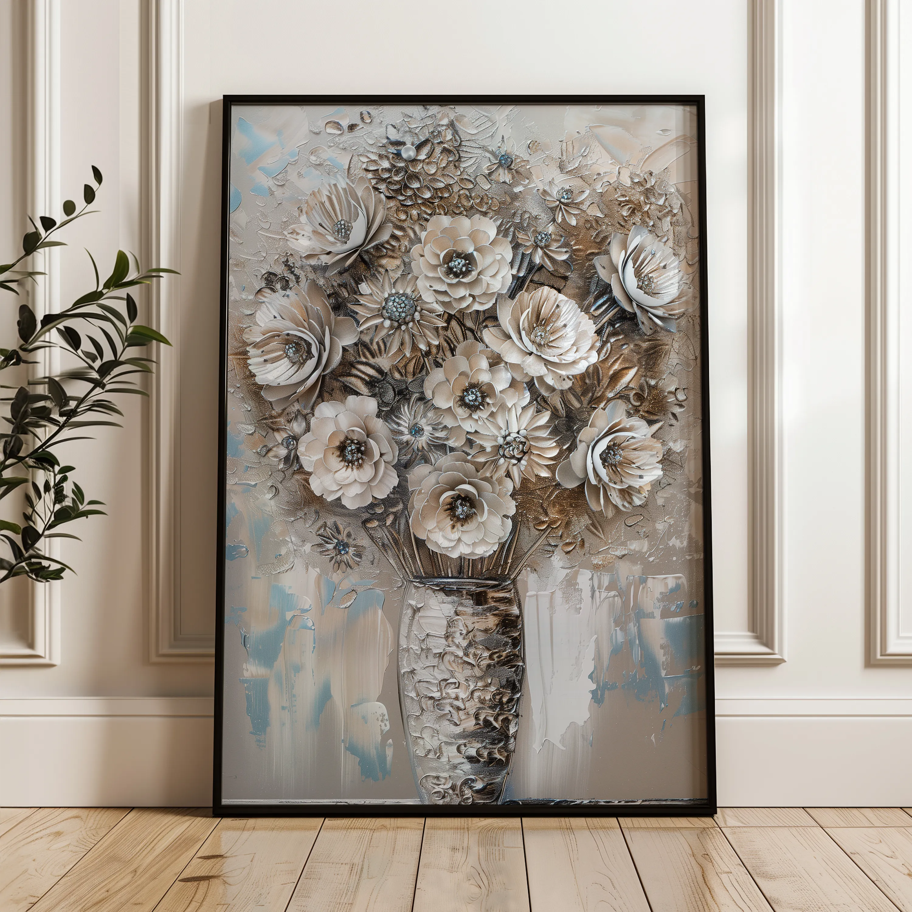 Floral 634 Canvas Art 60 x 40 cm / Black