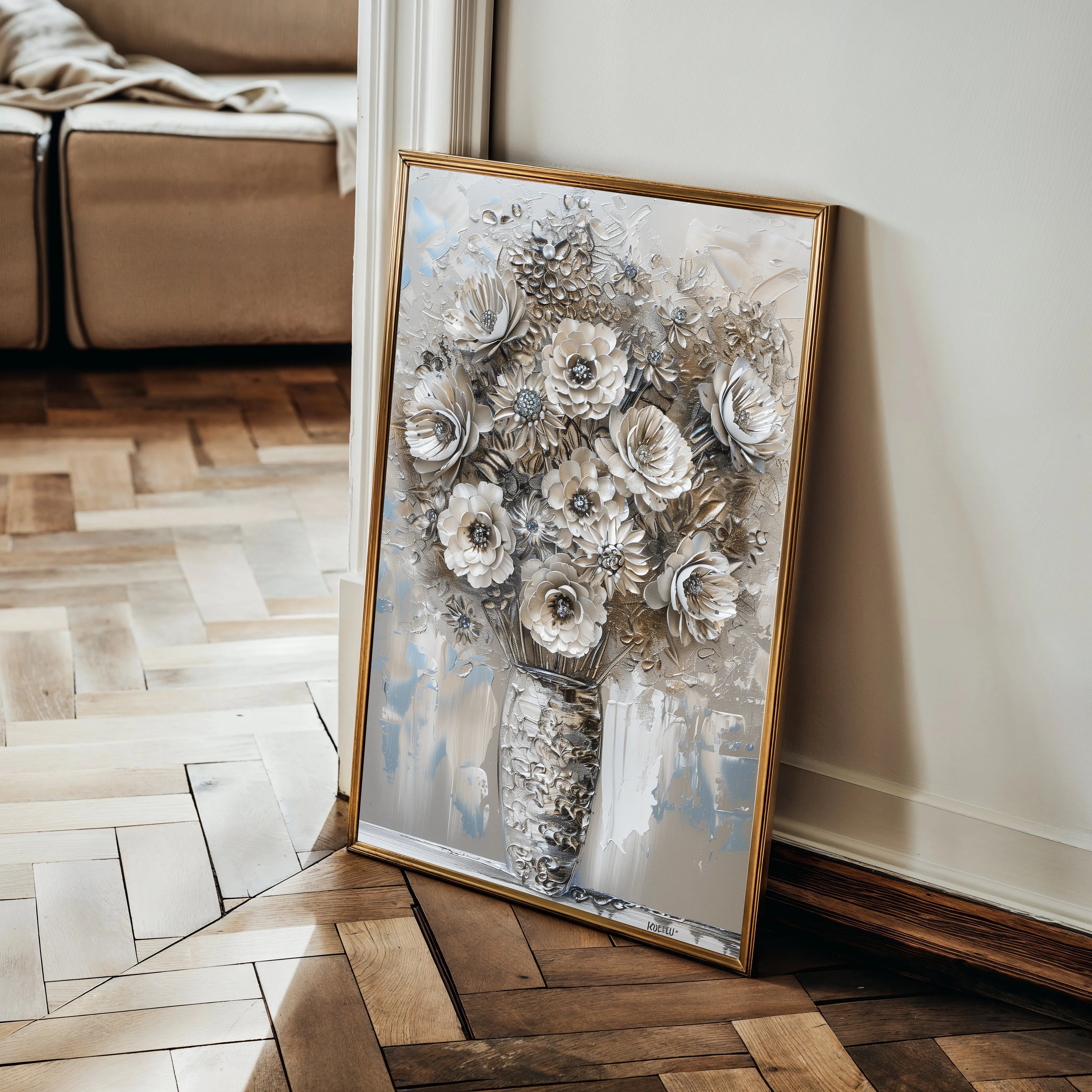 Floral 634 Canvas Art 60 x 40 cm / Black