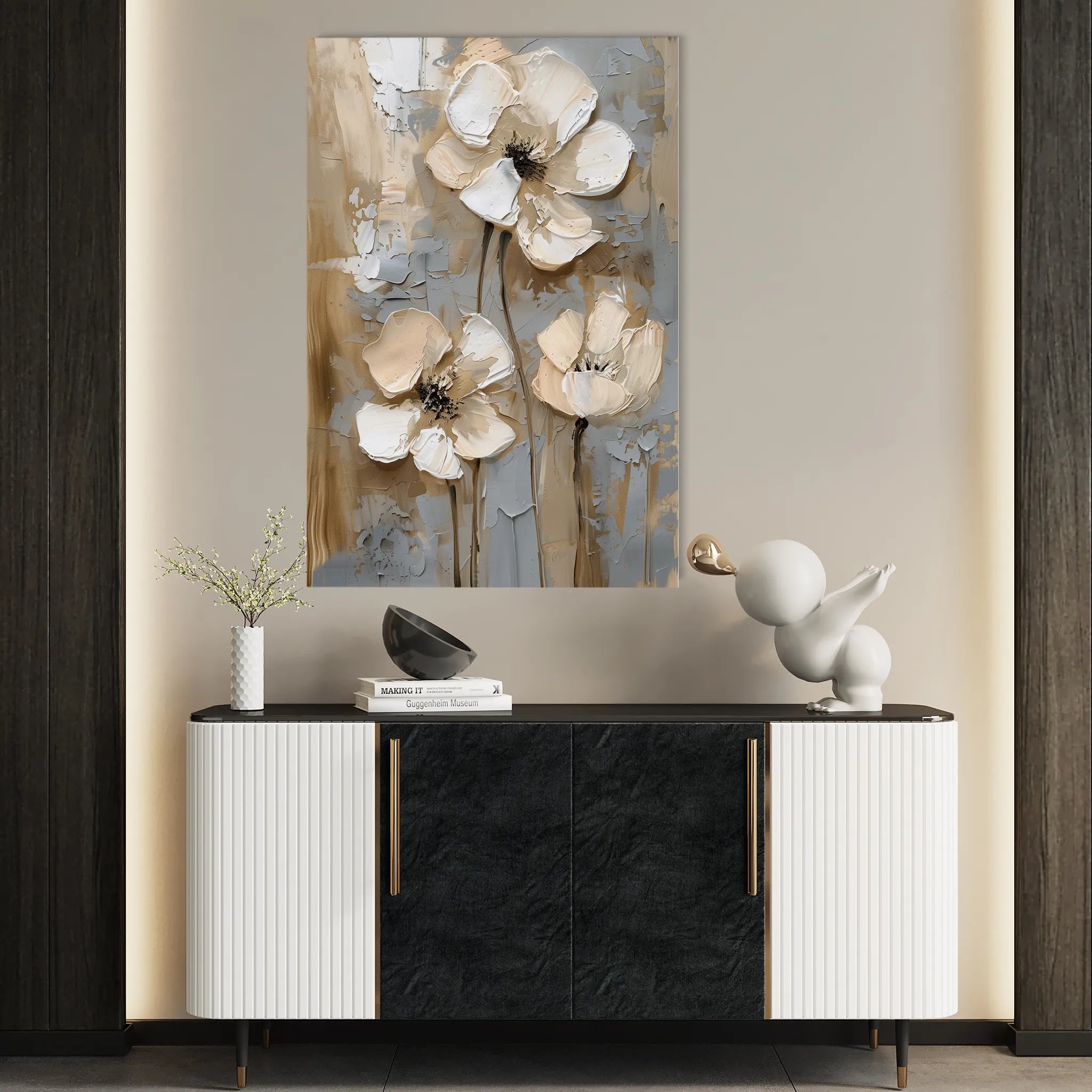 Floral 635 Canvas Art 60 x 40 cm / Black
