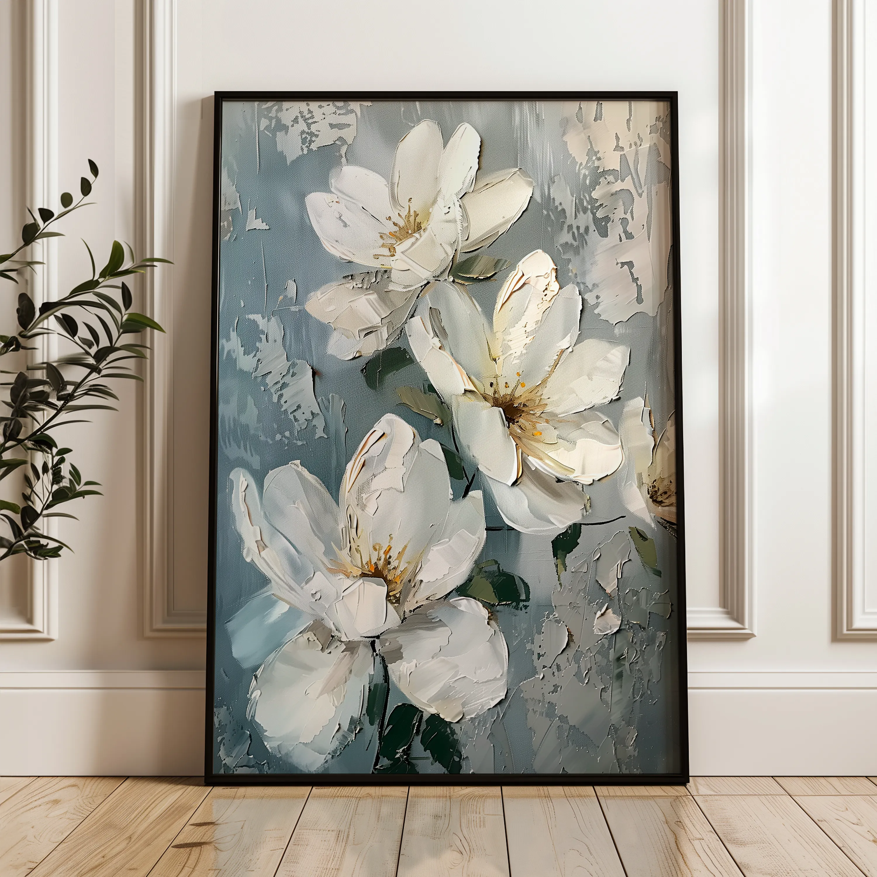 Floral 636 Canvas Art 60 x 40 cm / Black