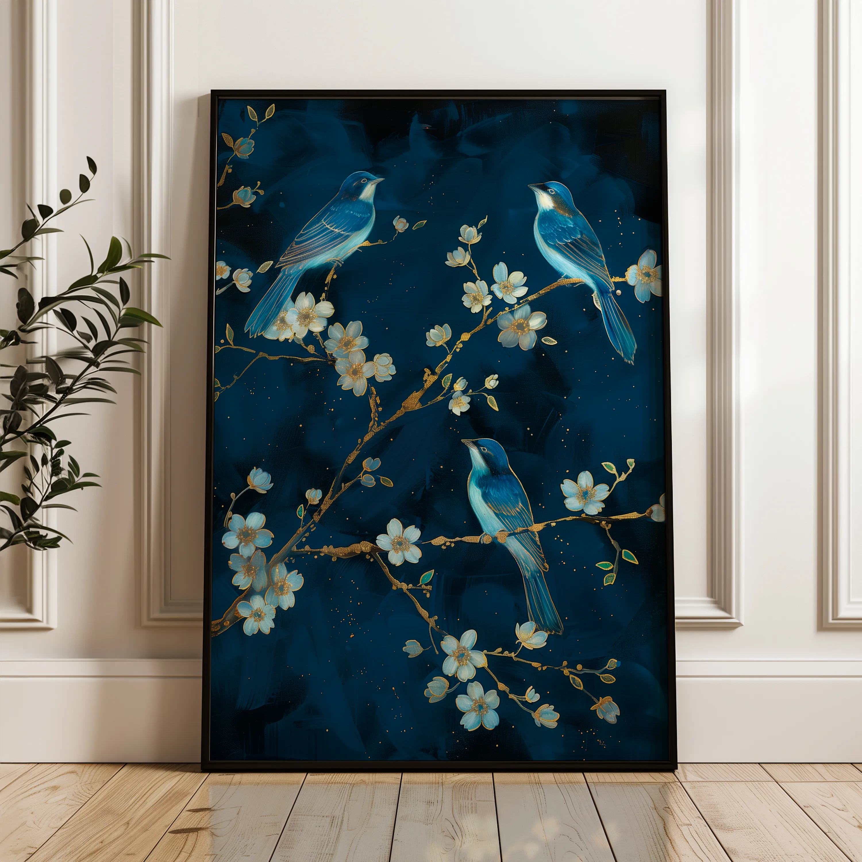Floral 637 Canvas Art 60 x 40 cm / Black