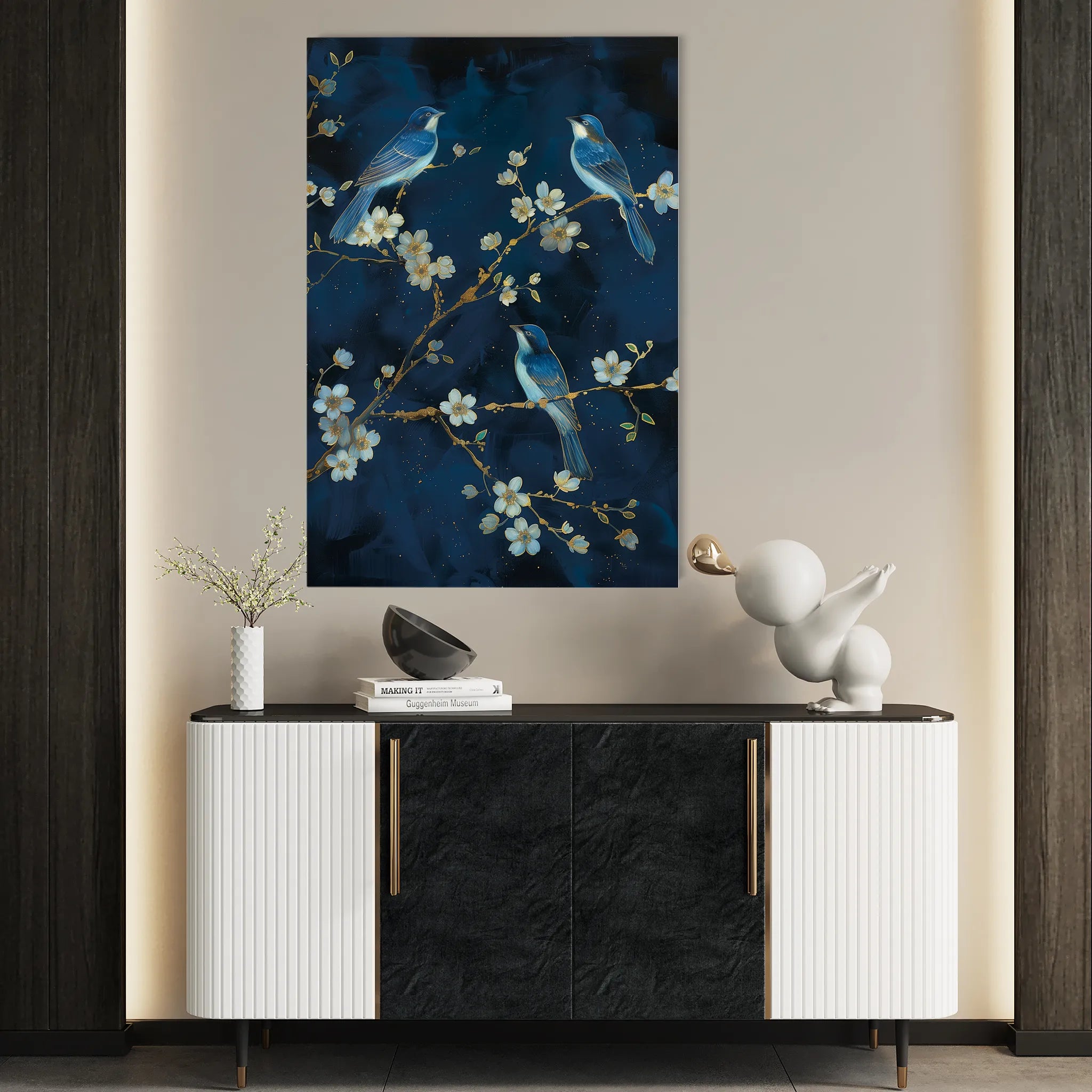 Floral 637 Canvas Art 60 x 40 cm / Black