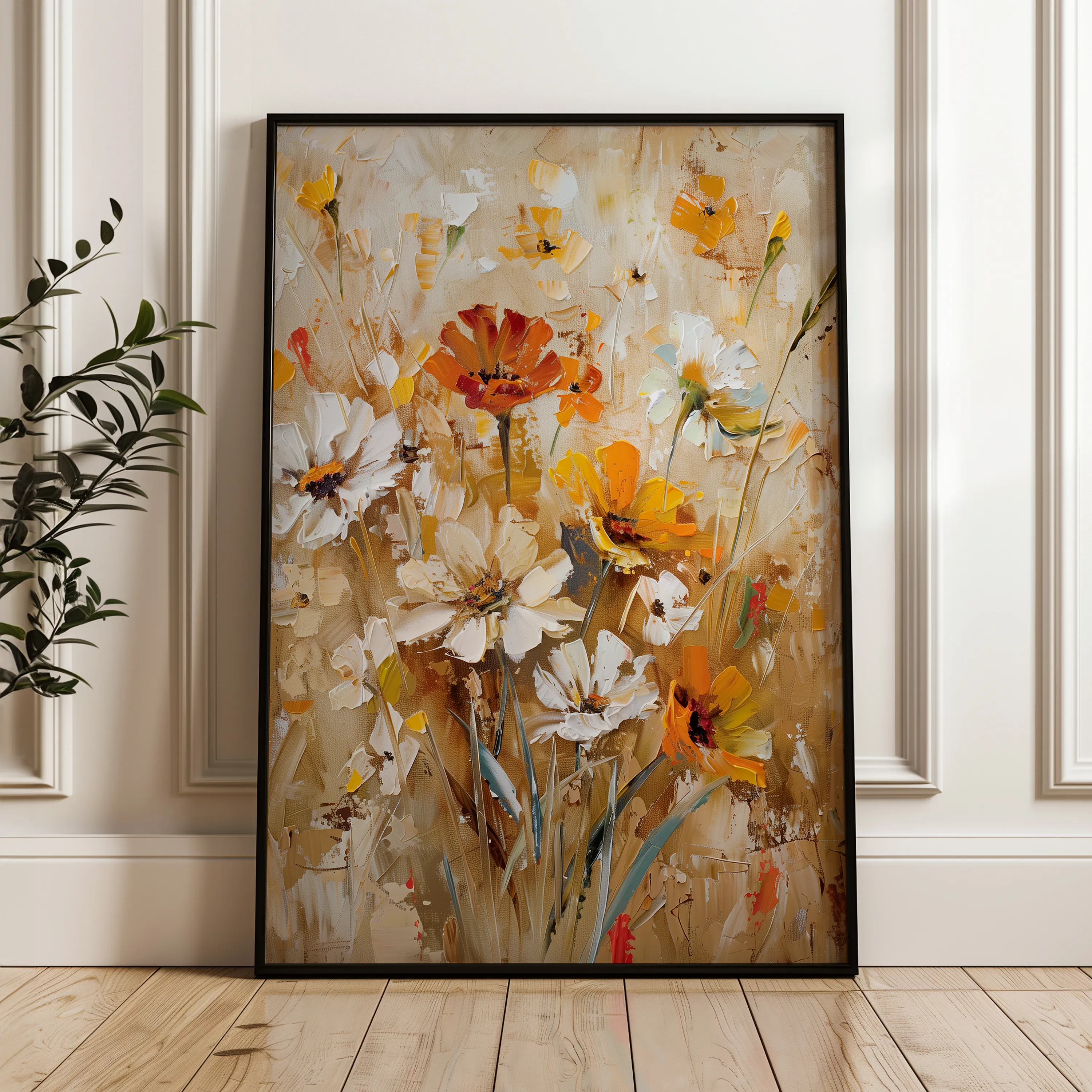Floral 638 Canvas Art 60 x 40 cm / Black