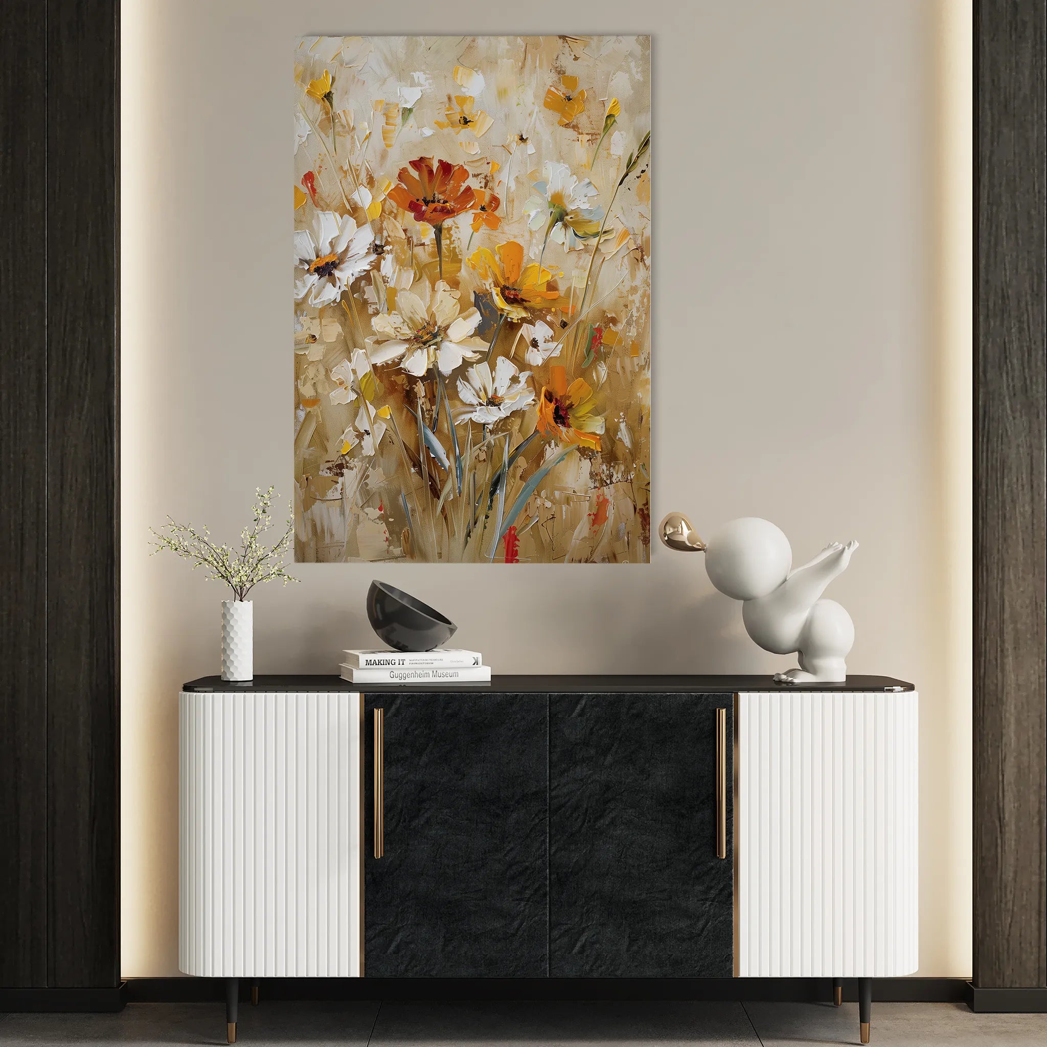 Floral 638 Canvas Art 60 x 40 cm / Black