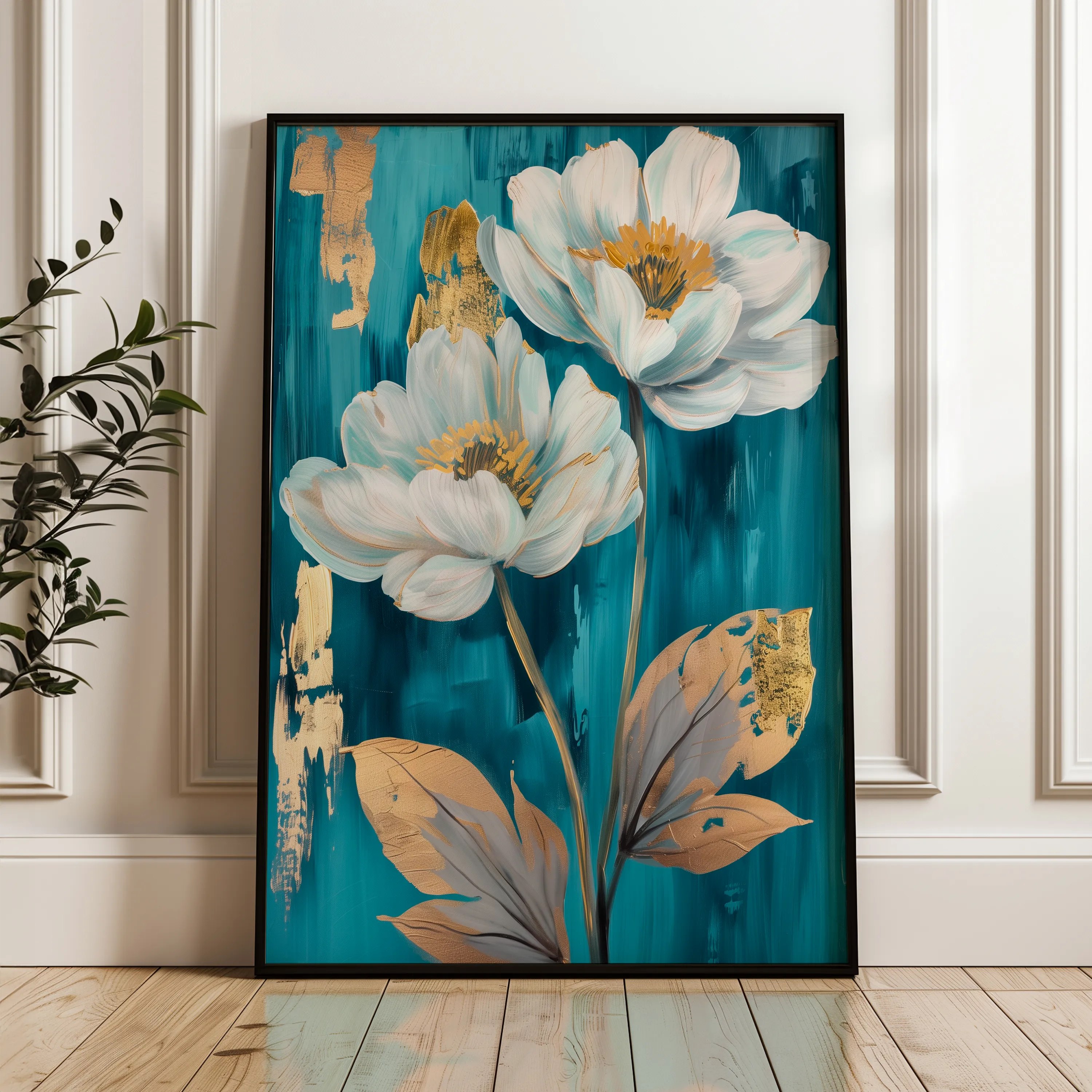 Floral 639 Canvas Art 60 x 40 cm / Black