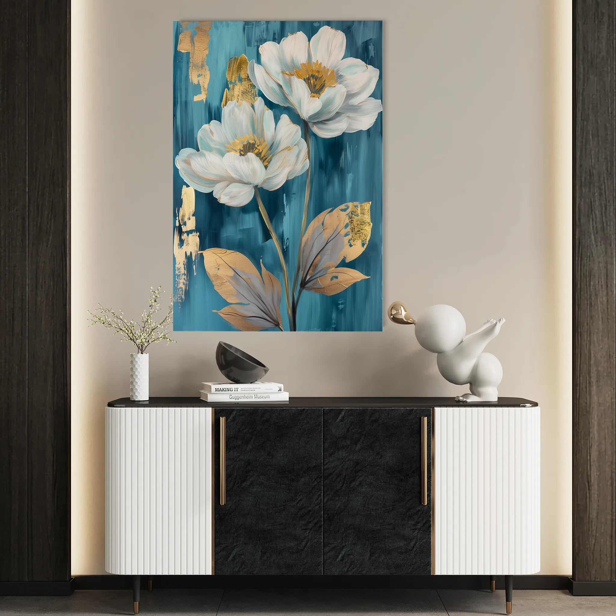 Floral 639 Canvas Art 60 x 40 cm / Black