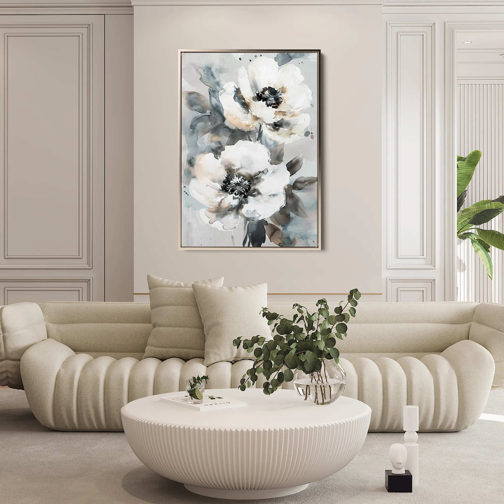 Floral 640 Canvas Art 60 x 40 cm / Black