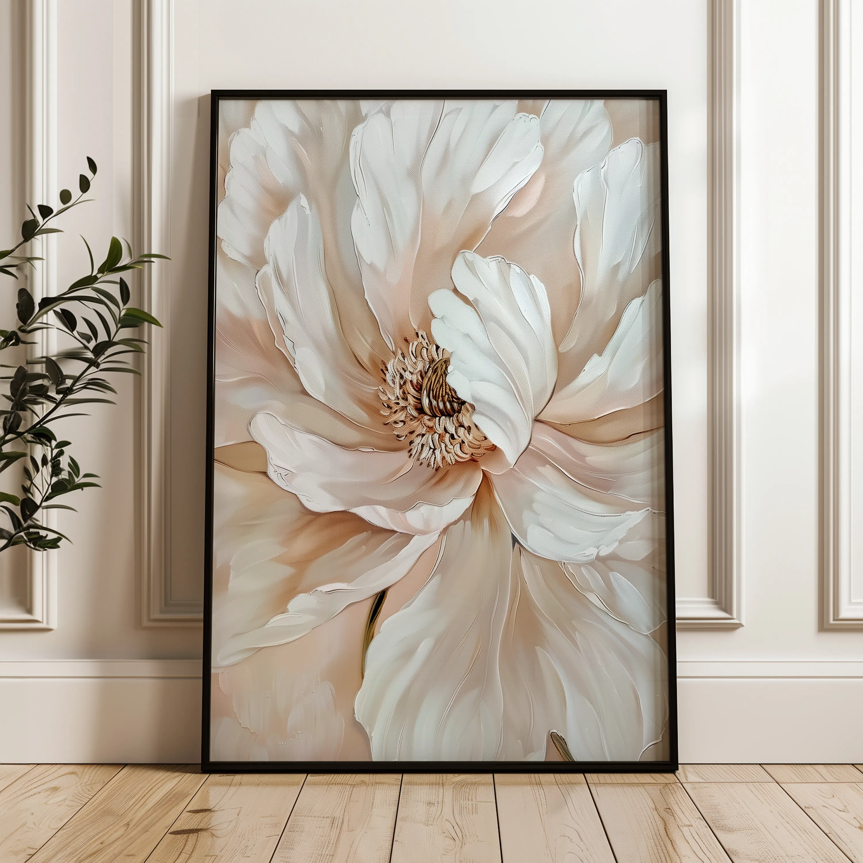 Floral 642 Canvas Art 60 x 40 cm / Black