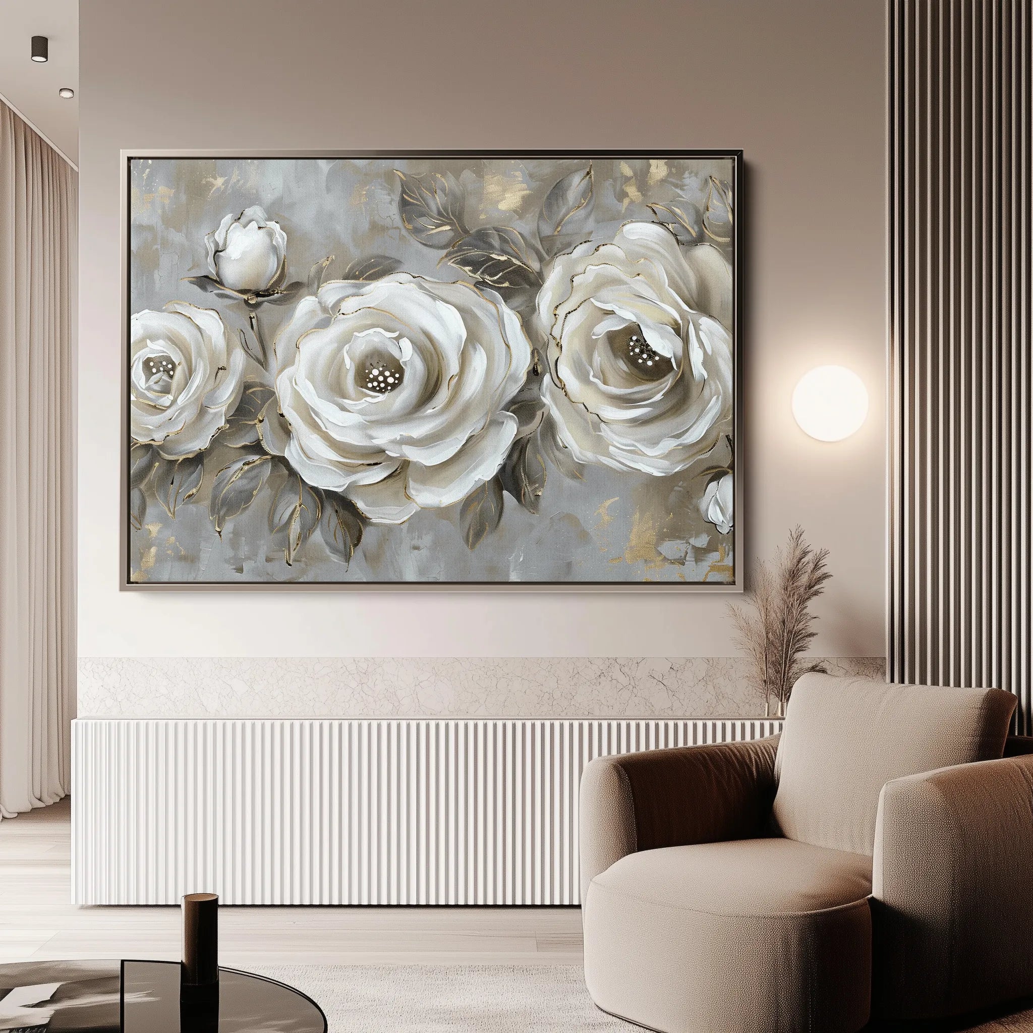 Floral 647 Canvas Art 60 x 40 cm / Black